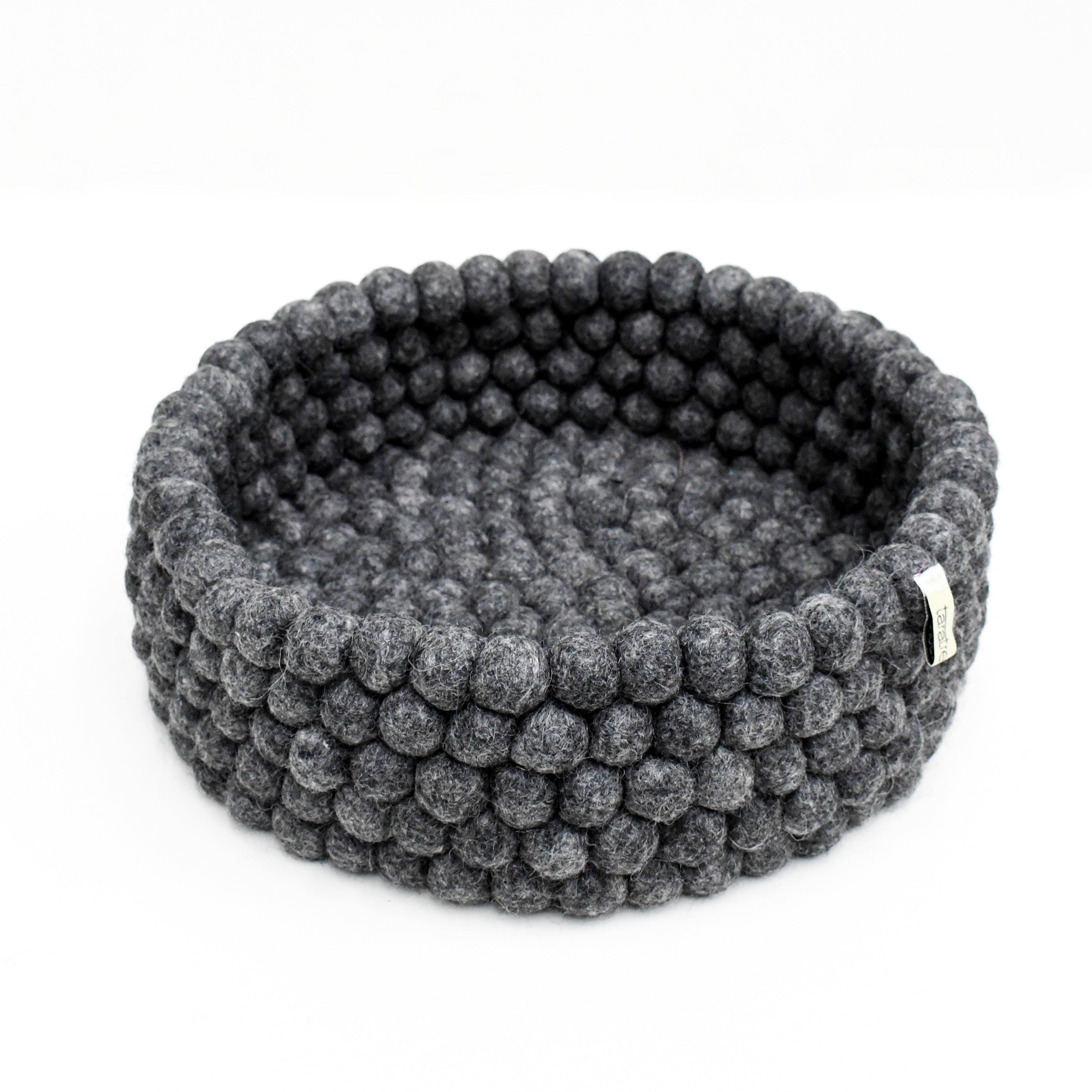 Felt Ball Basket - Dark Grey 30cm - Tara Treasures