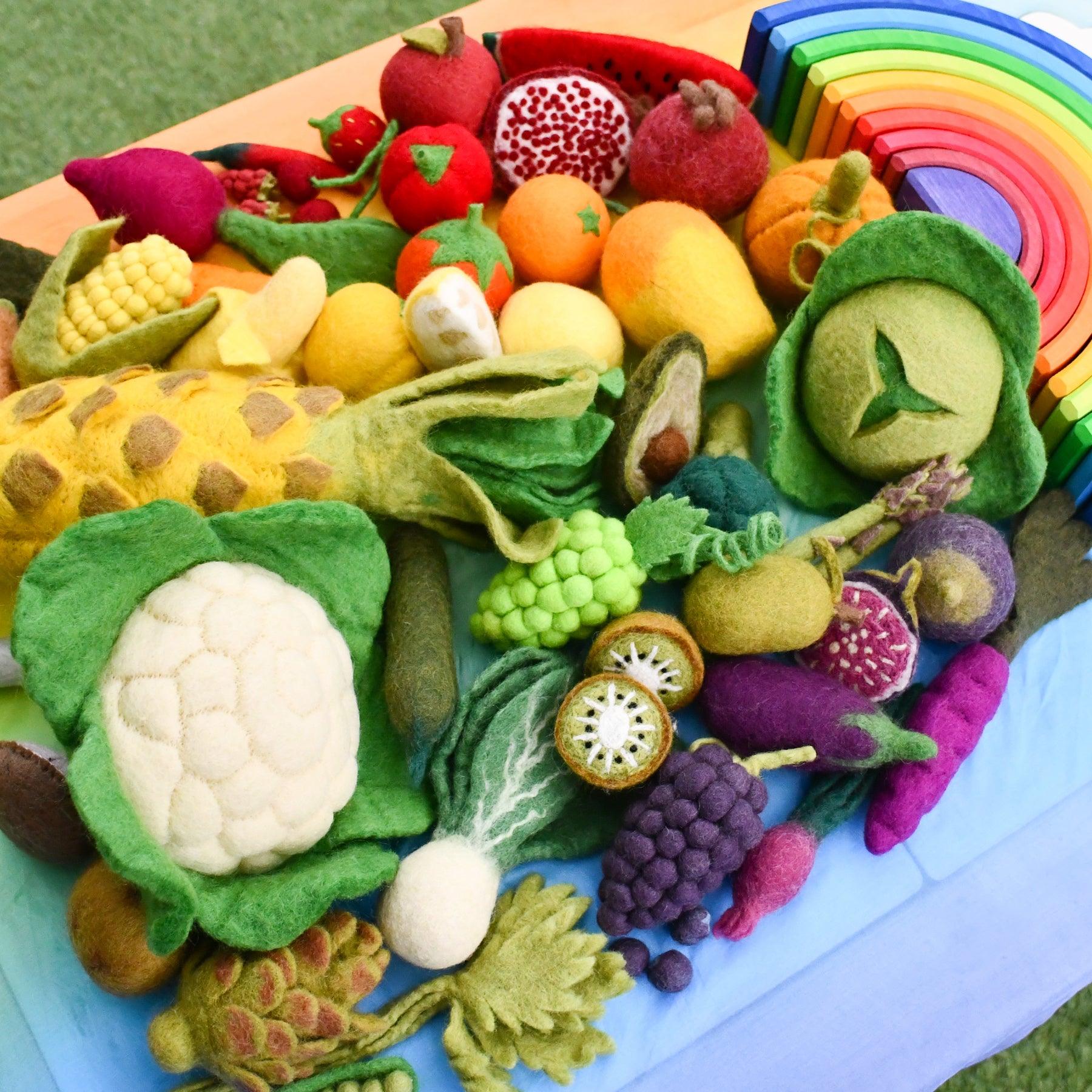 Felt Vegetables and Fruits Set D - 12 pieces - Tara Treasures