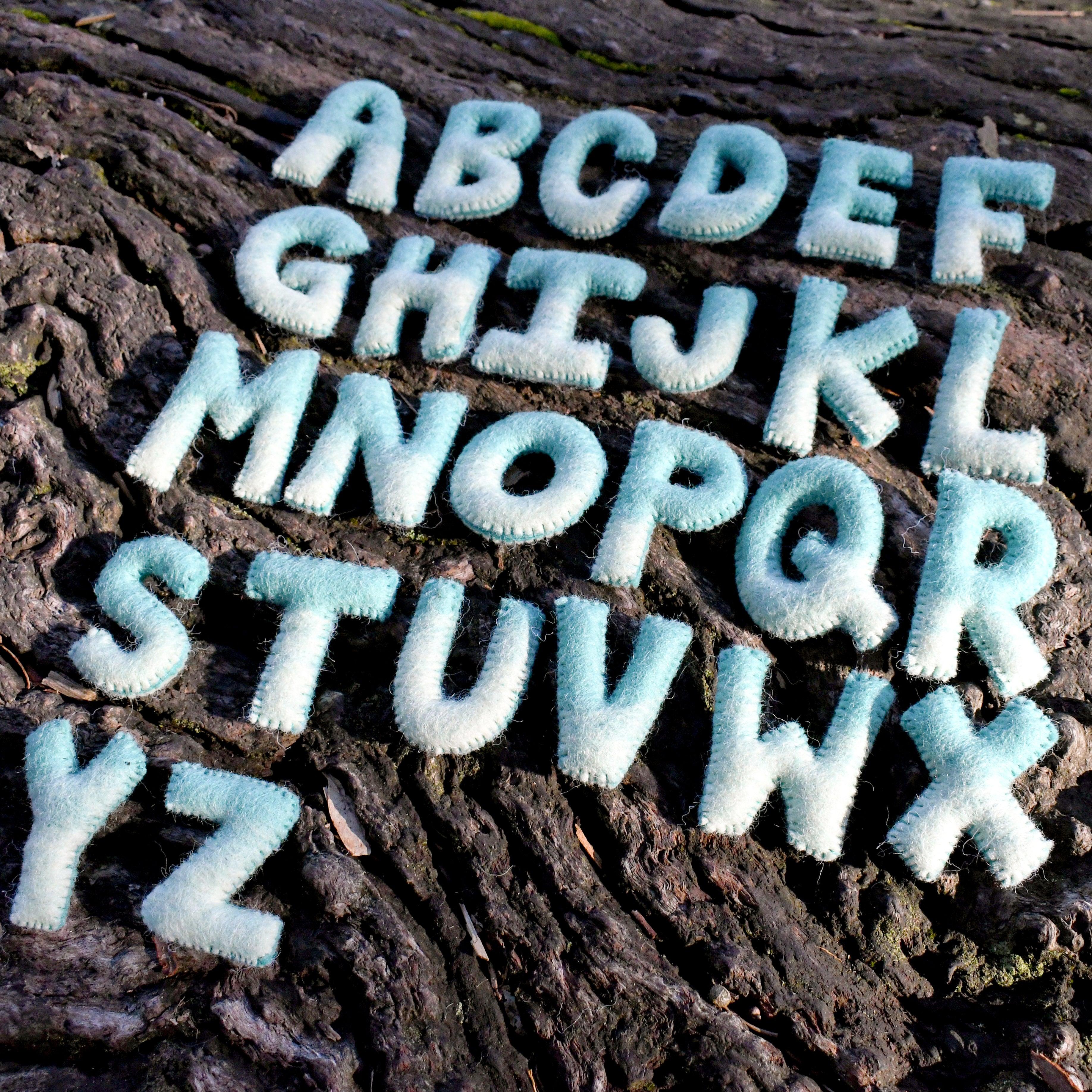 Felt Alphabet Capital Uppercase Letters - Ocean Blue Tones - Tara Treasures