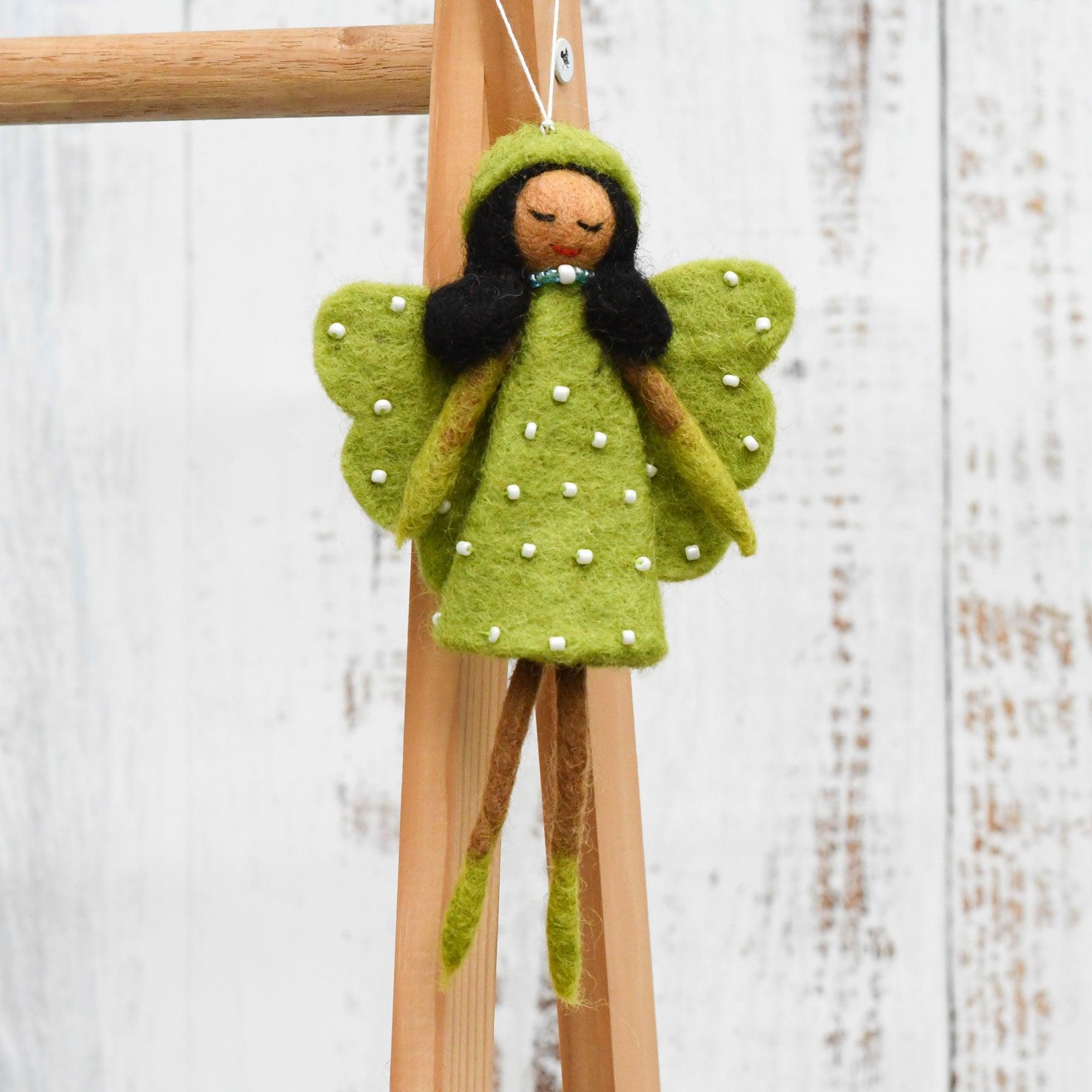 Felt Angel Fairy - Lime Green Dress - Tara Treasures