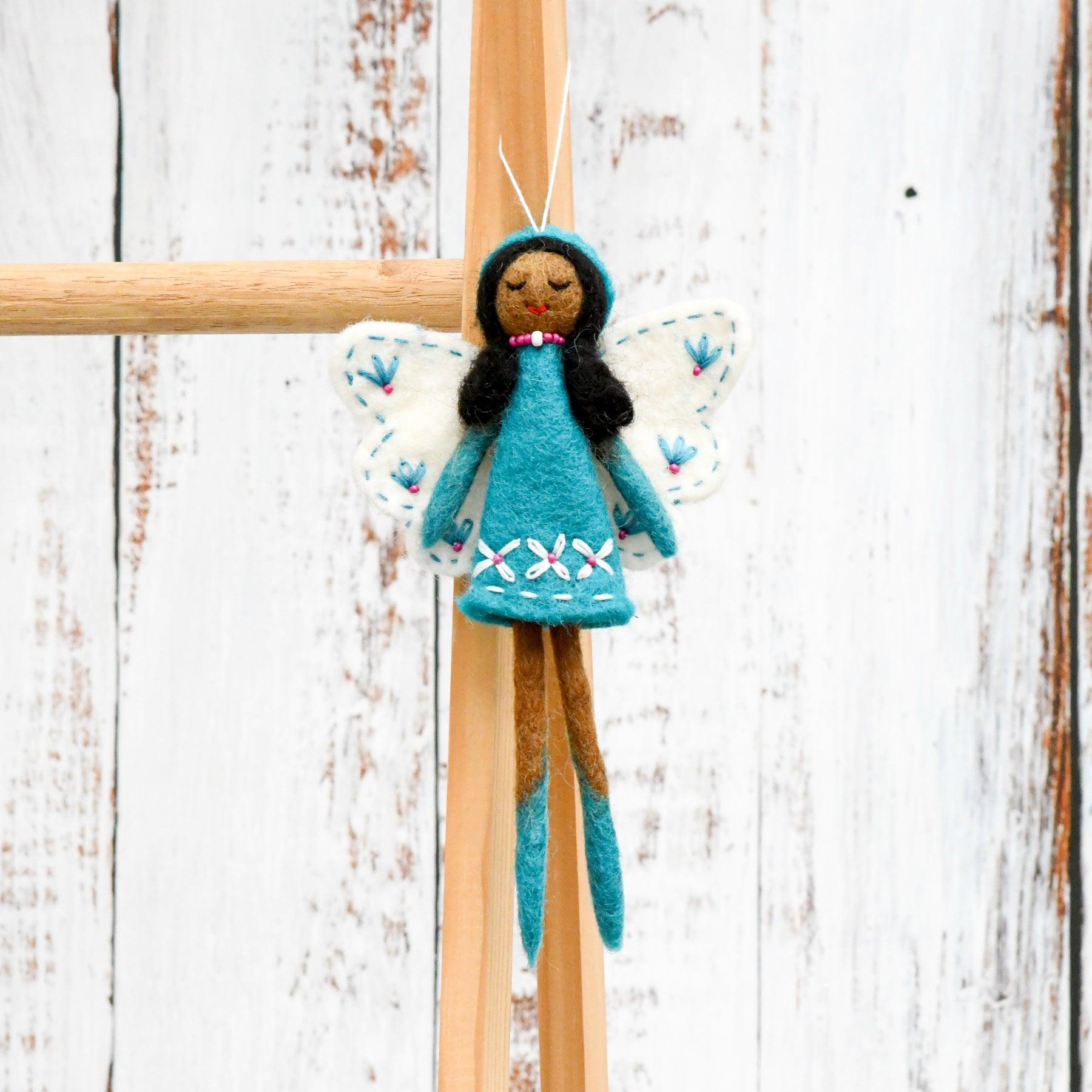 Felt Angel Fairy - Cyan Blue Dress - Tara Treasures