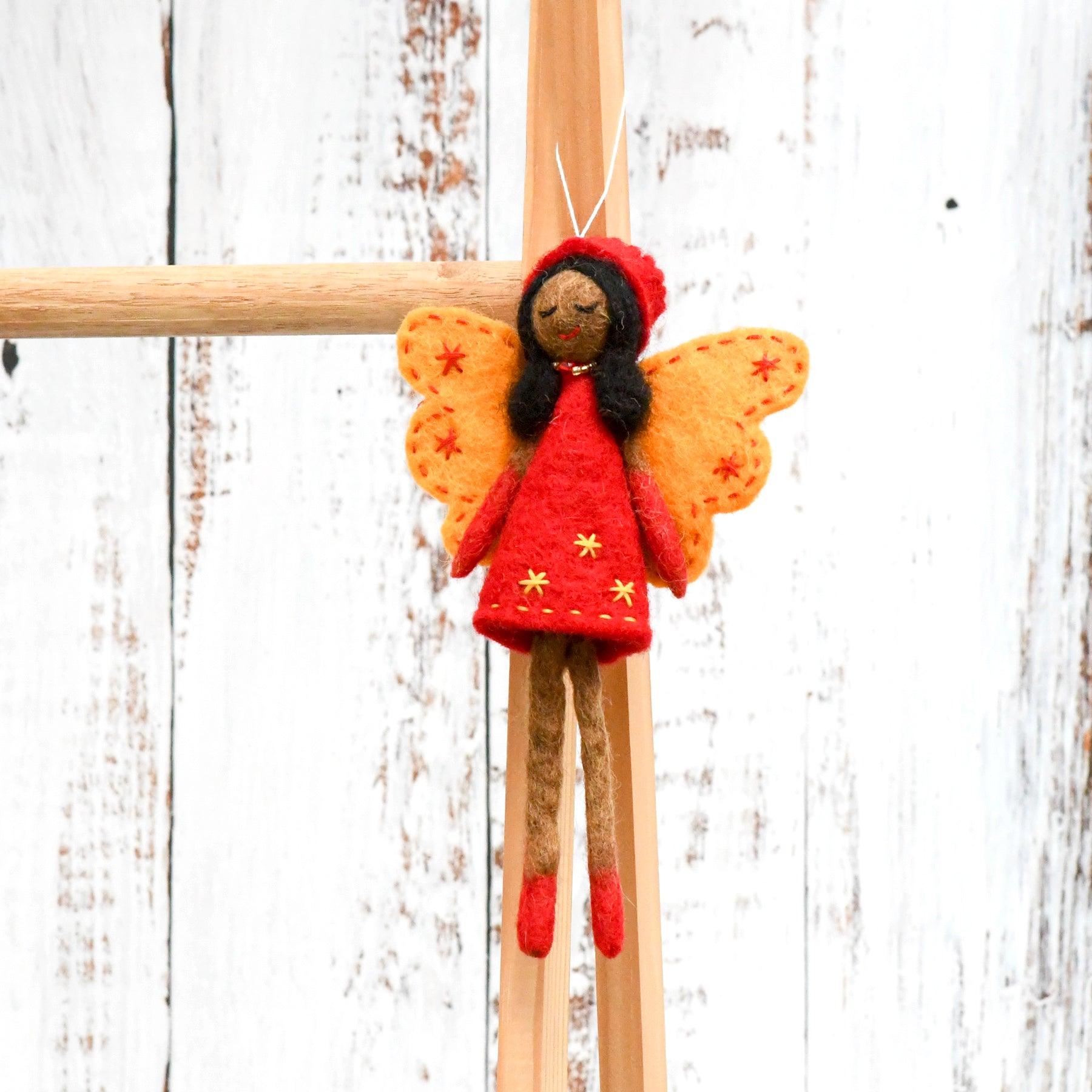 Felt Angel Fairy - Red Dress - Tara Treasures