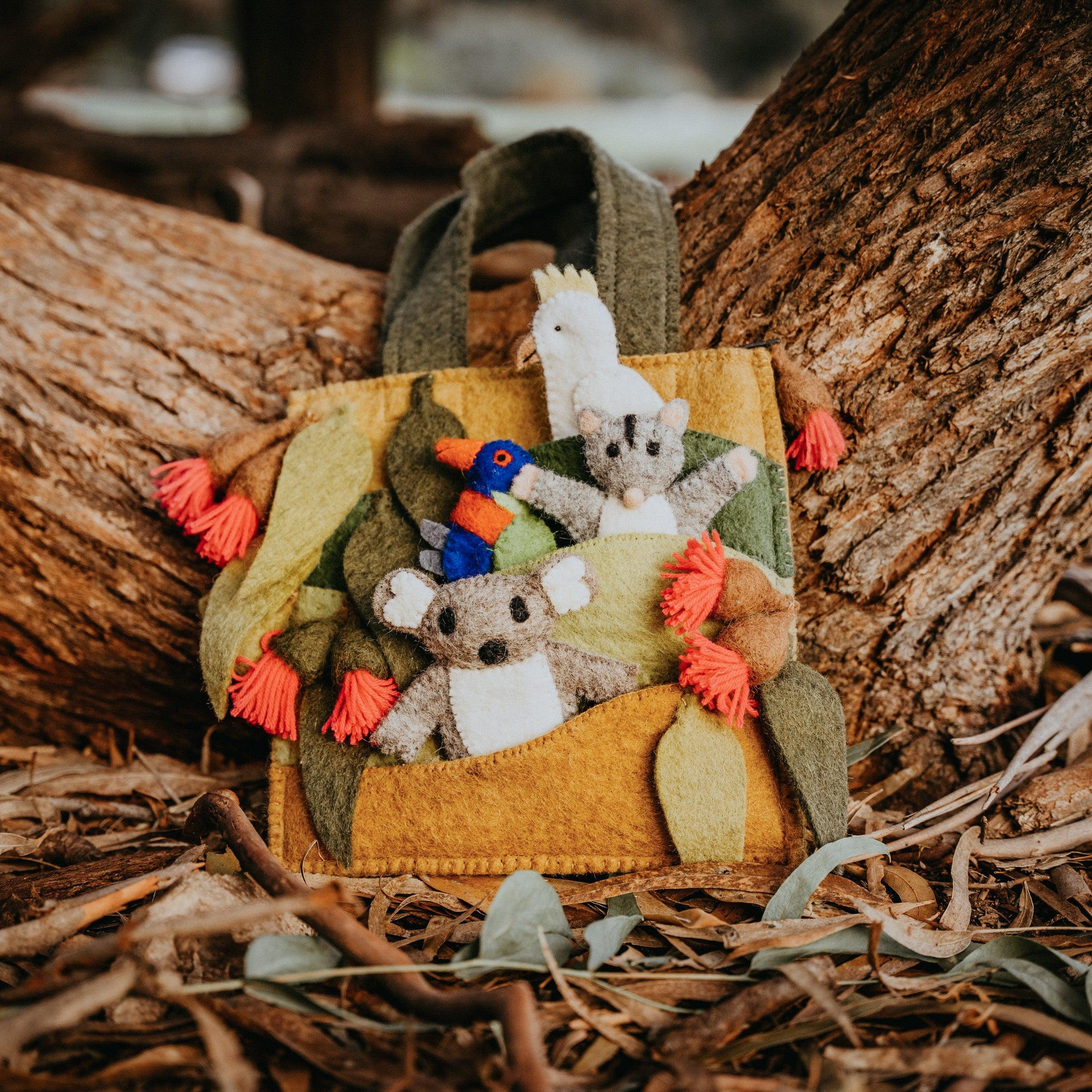 Finger Puppets - Australiana Gumnut Playscape Bag - Tara Treasures