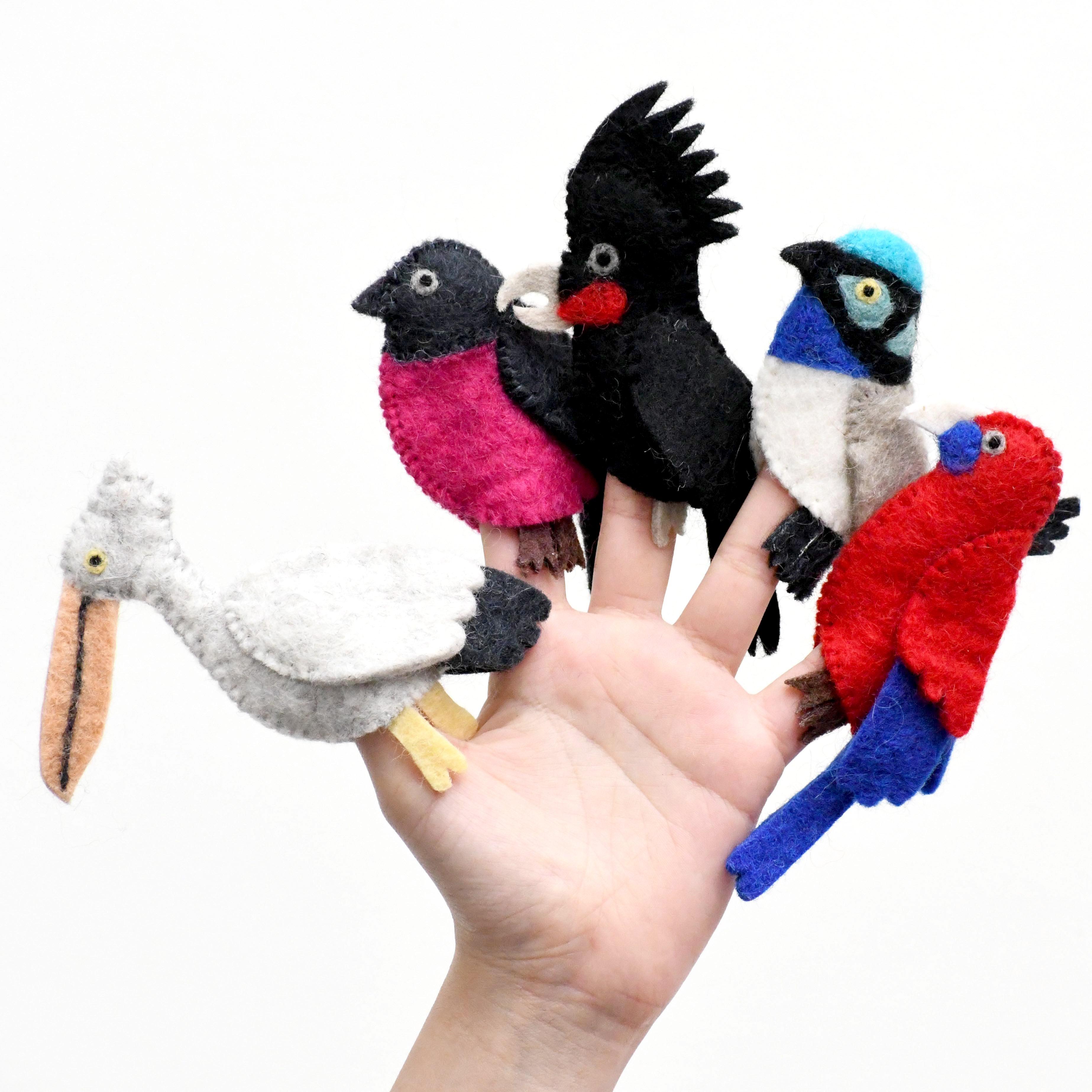 Australian Colourful Birds, Finger Puppet Set - Tara Treasures