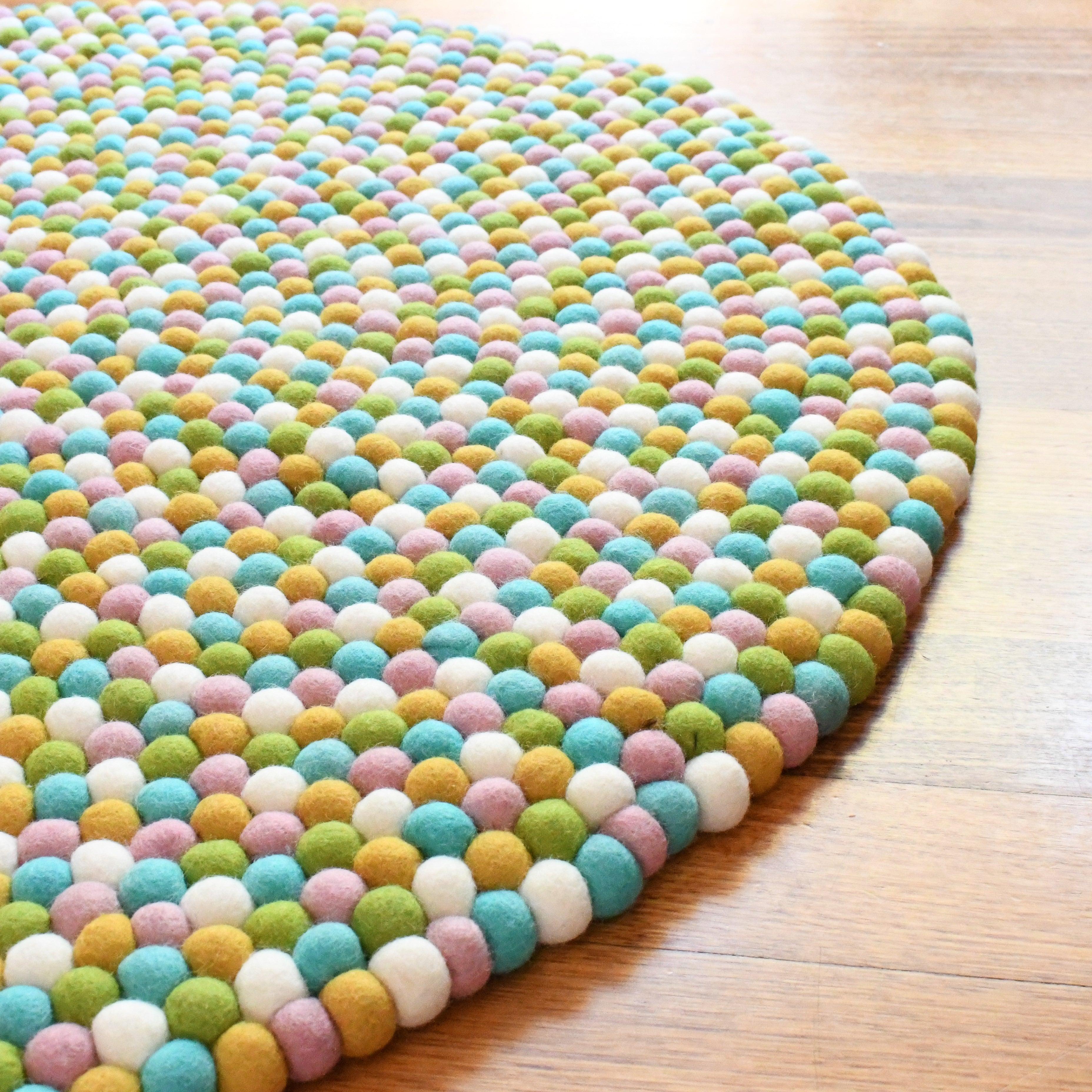 Felt Ball Rug - Jellybean Colours 100cm - Tara Treasures