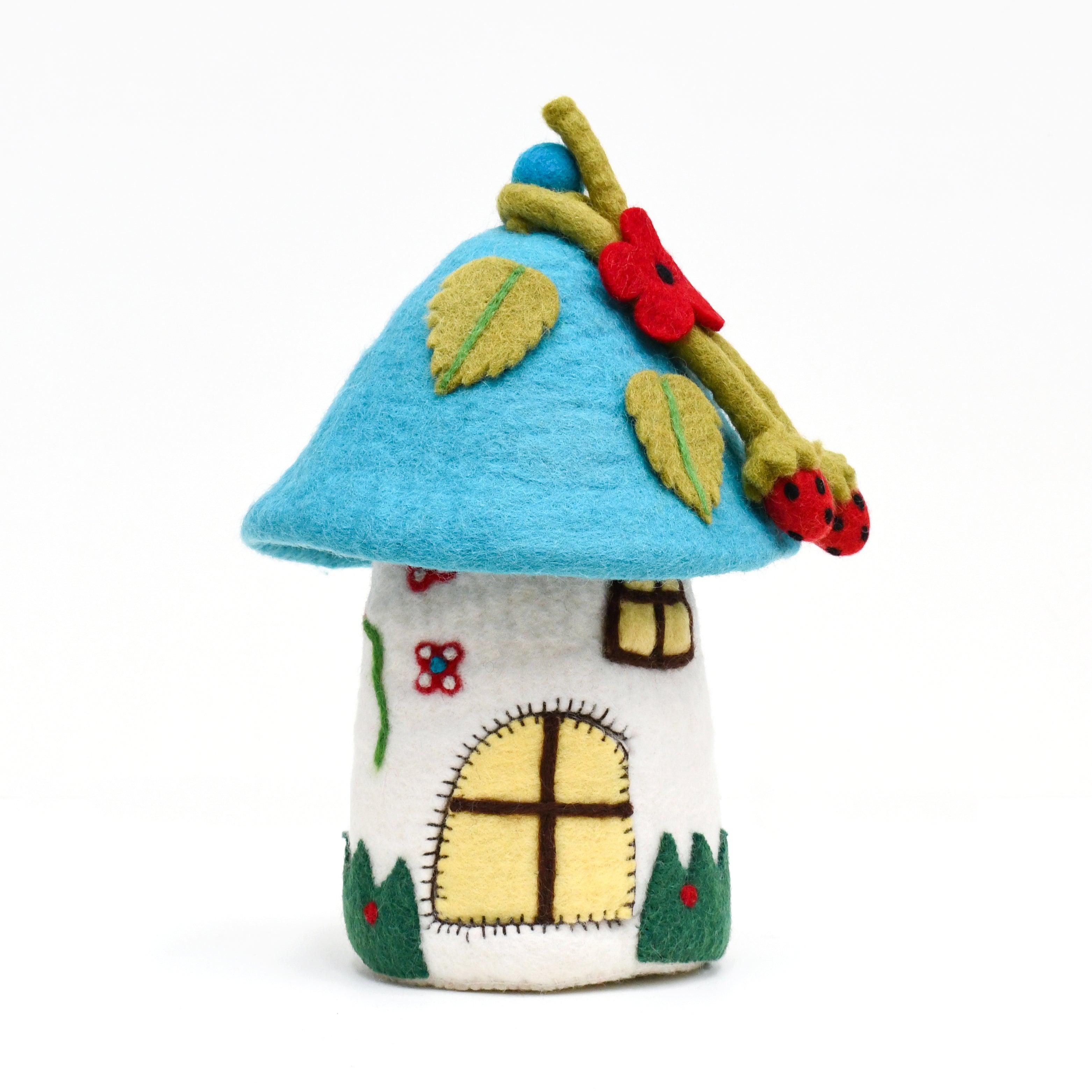 Fairies and Gnomes House - Blue Roof - Tara Treasures