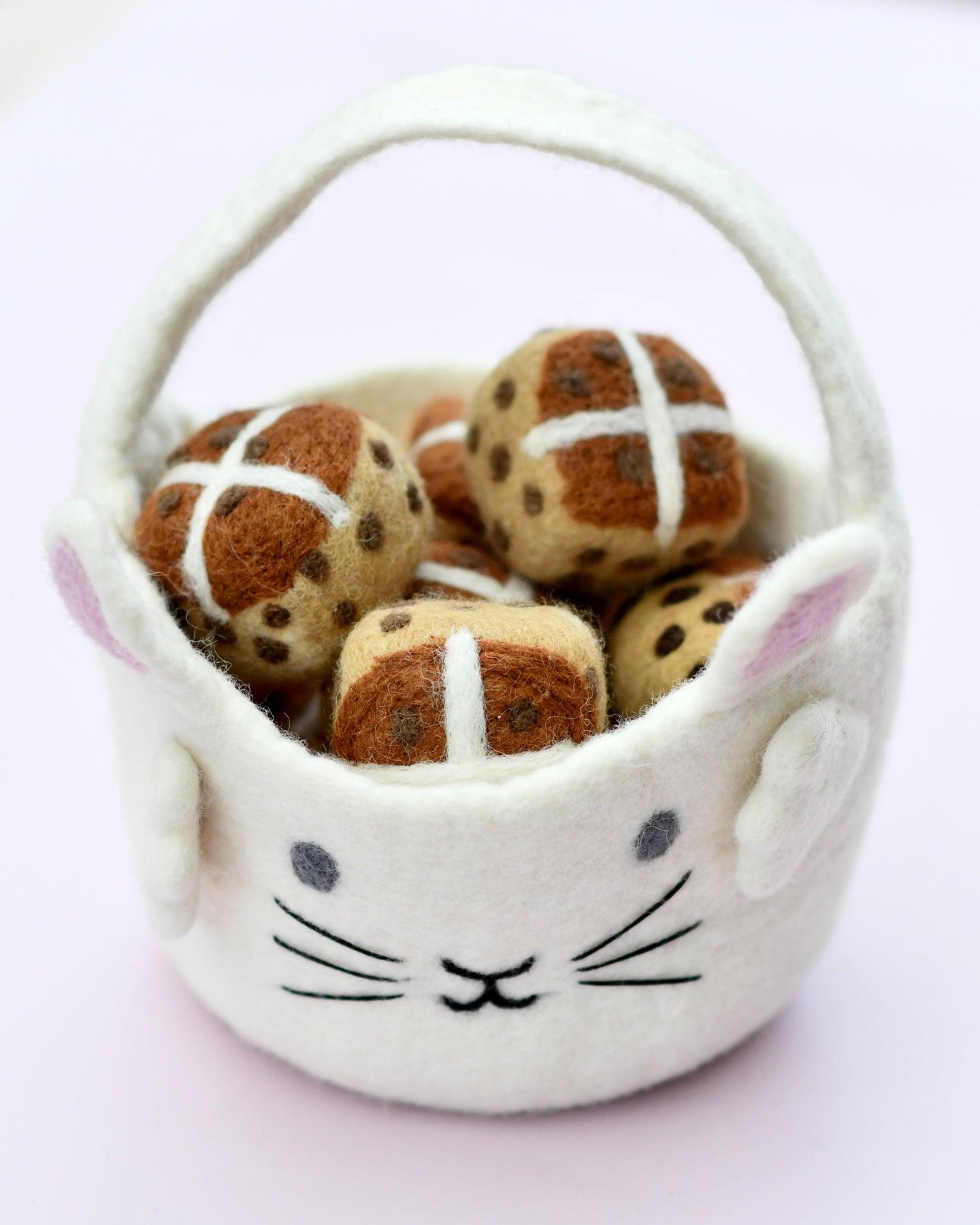 Felt Easter Egg Hunt Basket (White Bunny) - Tara Treasures