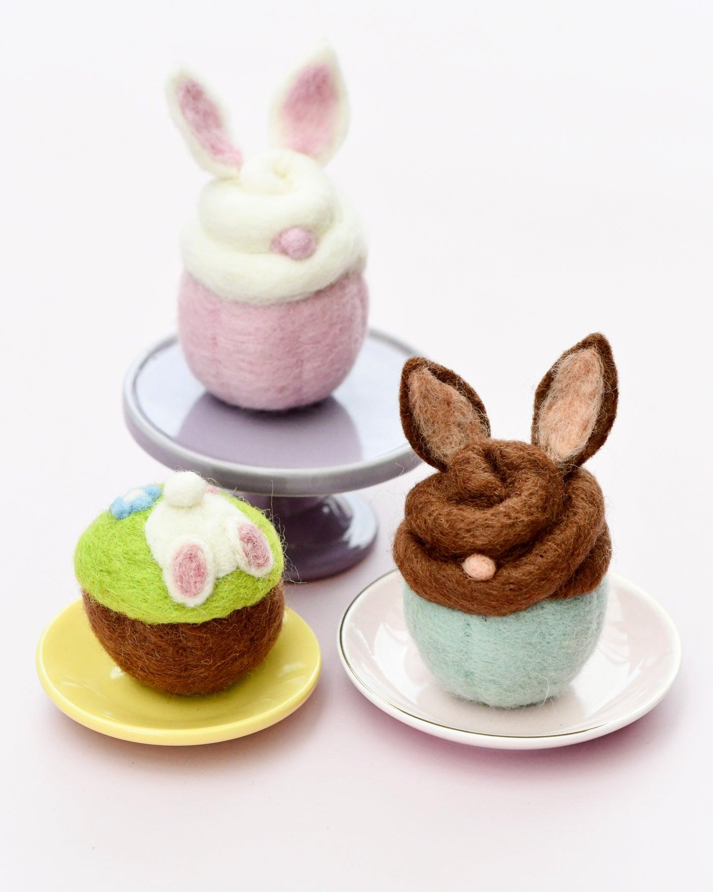Felt Cupcake - Easter Chocolate Bunny with Ears - Tara Treasures