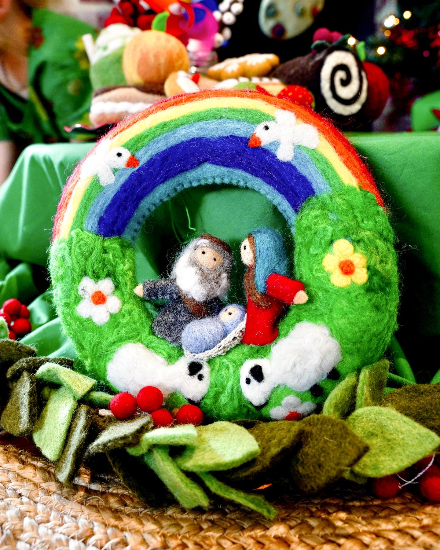 Felt Christmas Rainbow Nativity Wreath - Tara Treasures