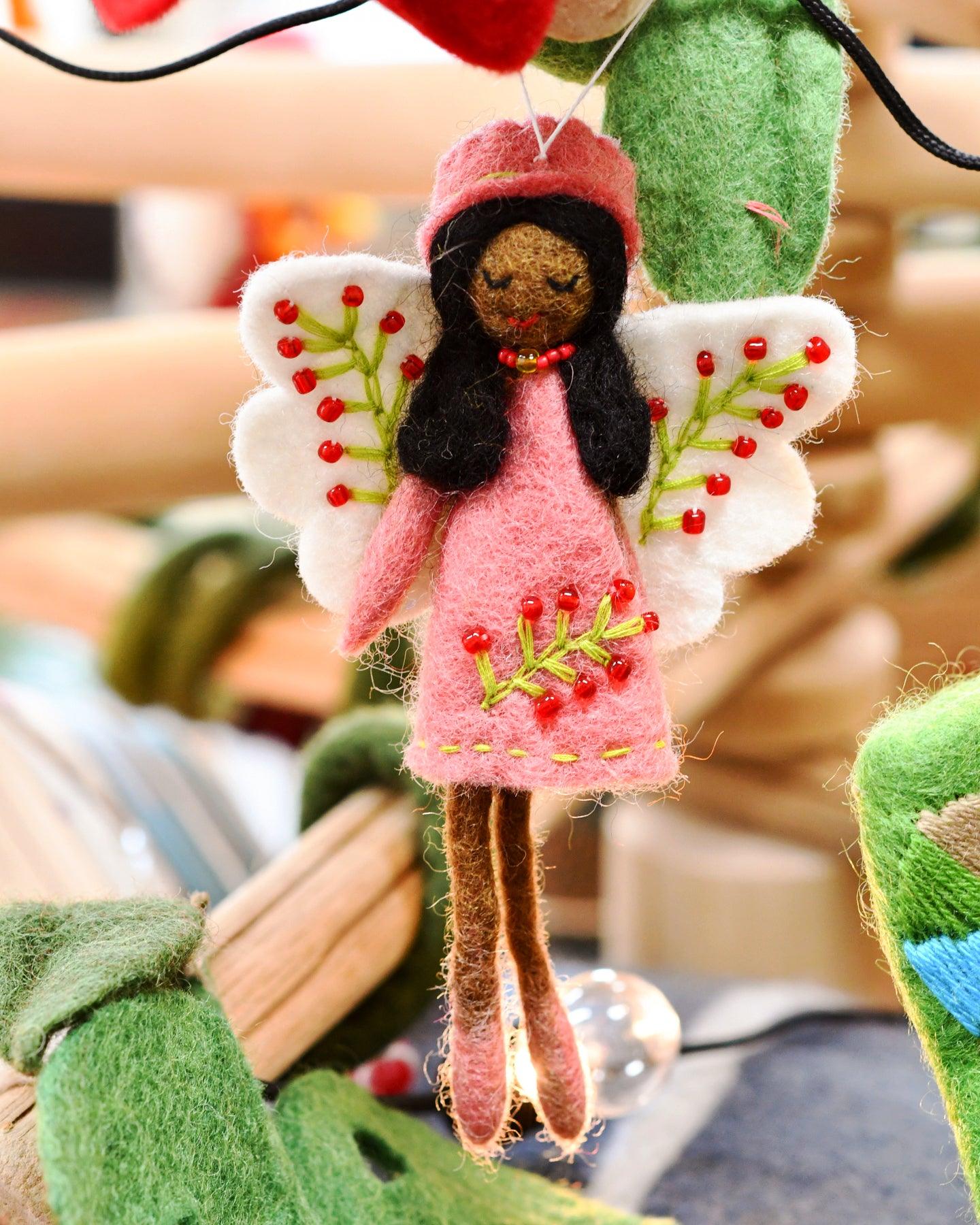 Felt Angel Fairy - Peach Dress - Tara Treasures