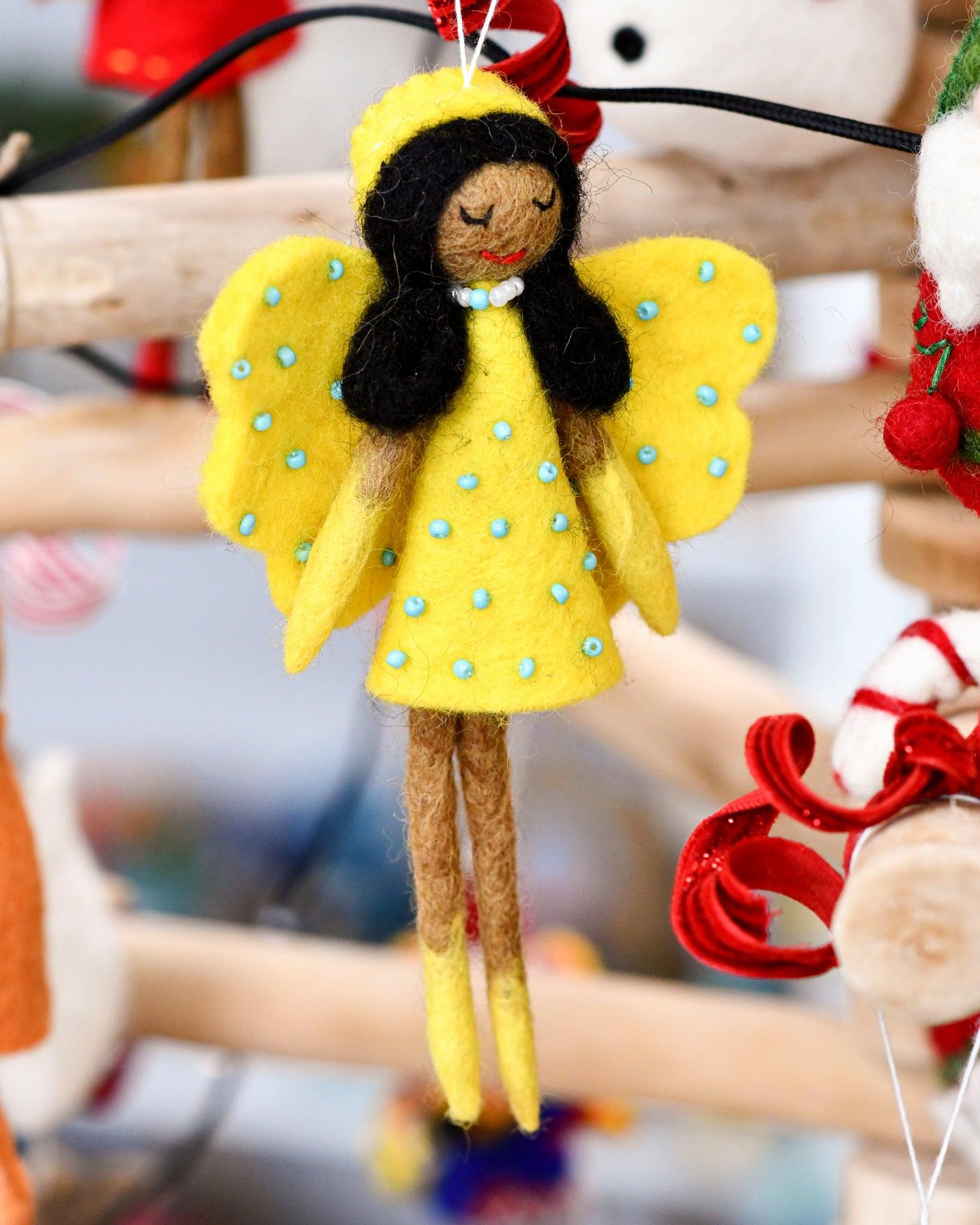 Felt Angel Fairy - Yellow Dress - Tara Treasures