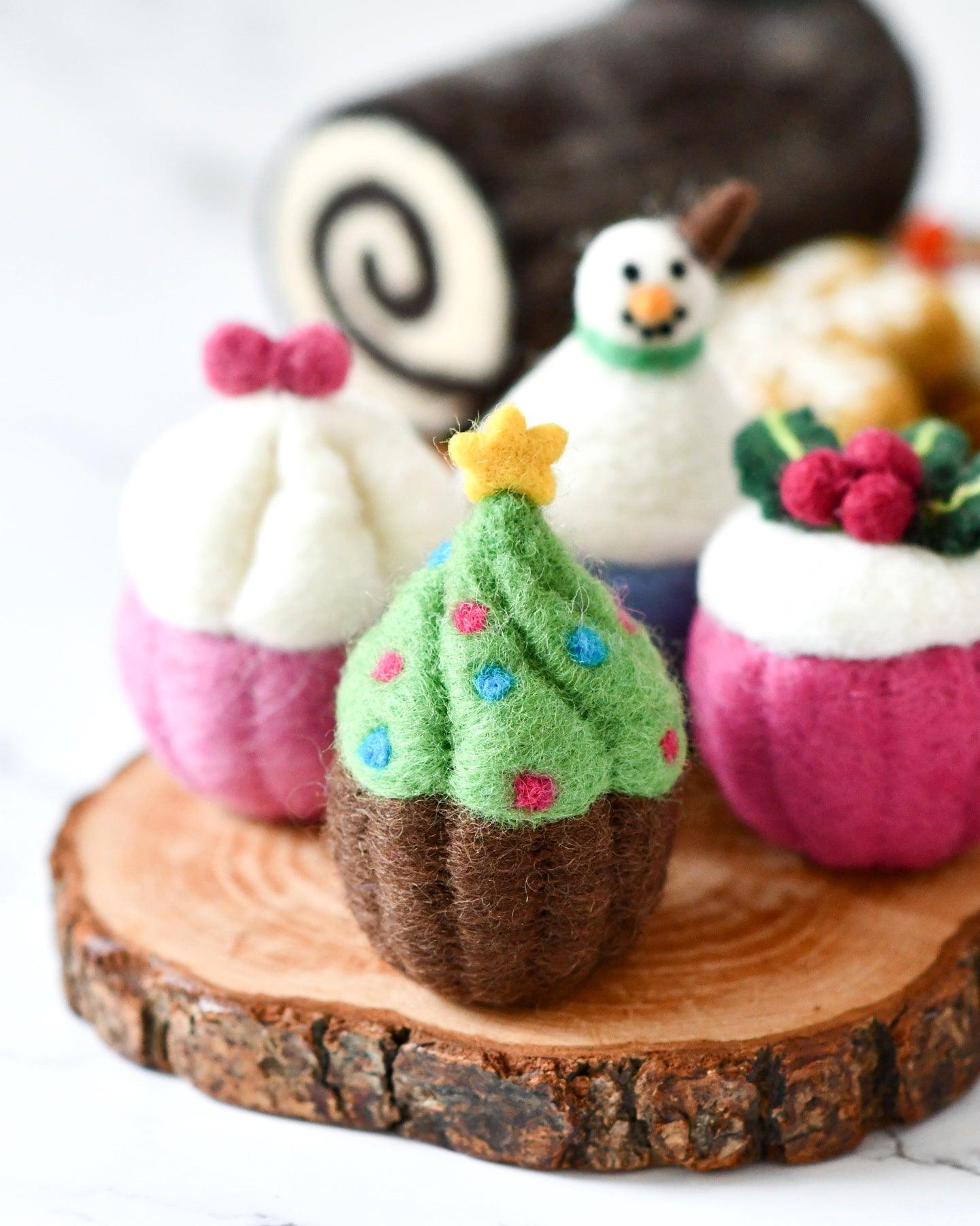 Felt Cupcake - Christmas Tree - Tara Treasures