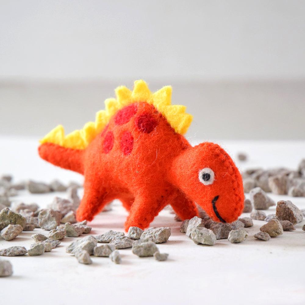 Felt Dinosaur Toy - Yellow Spikes - Tara Treasures