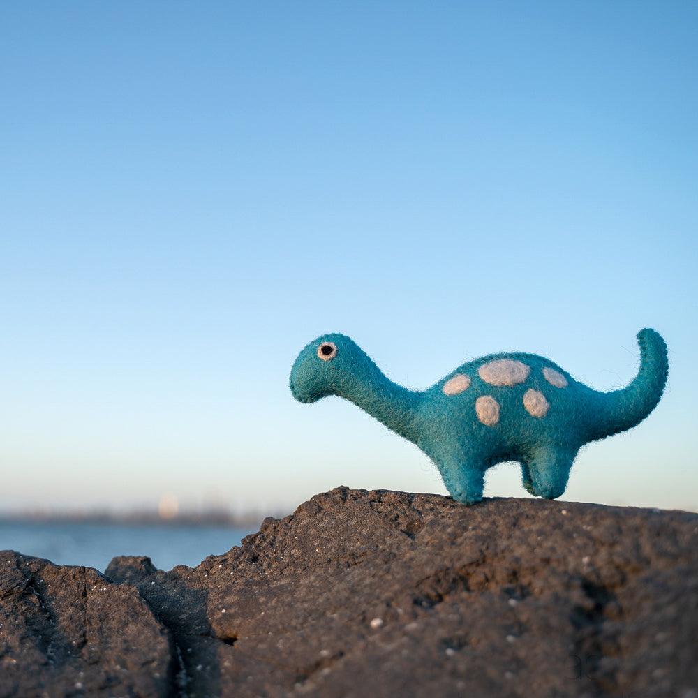 Felt Dinosaur Toy - Blue Spots - Tara Treasures