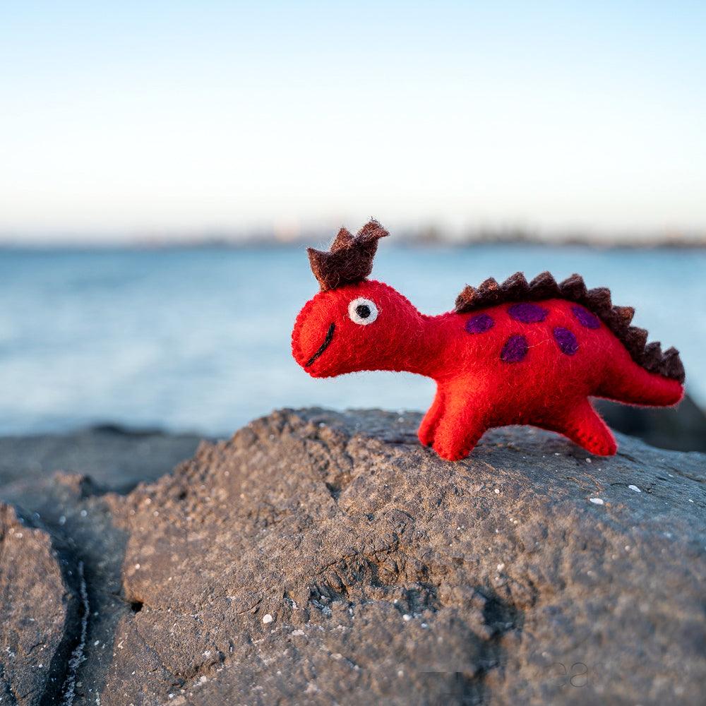 Felt Dinosaur Toy - Red Crown - Tara Treasures
