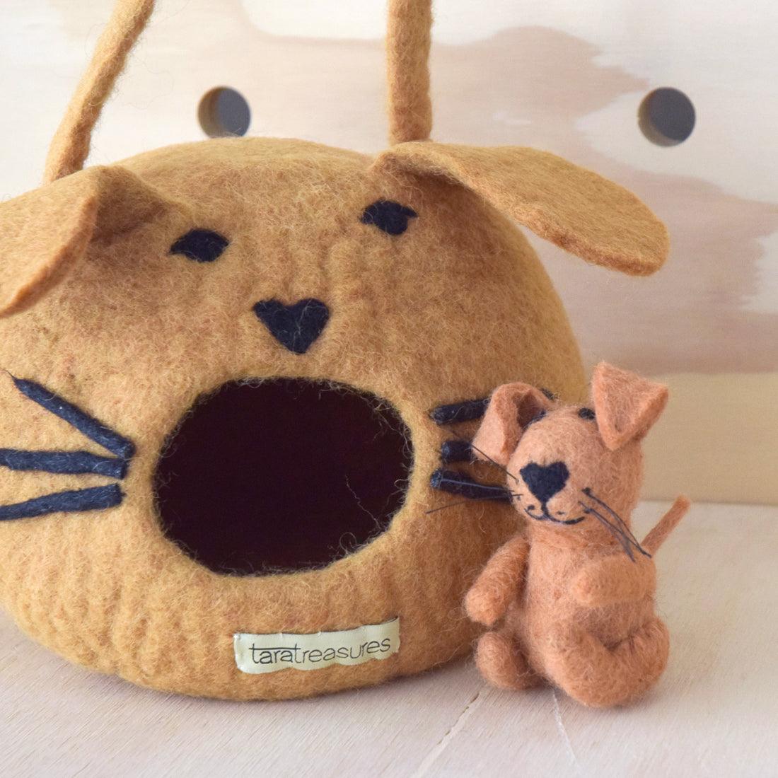 Felt Dog House Bag with Puppy Toy - Tara Treasures