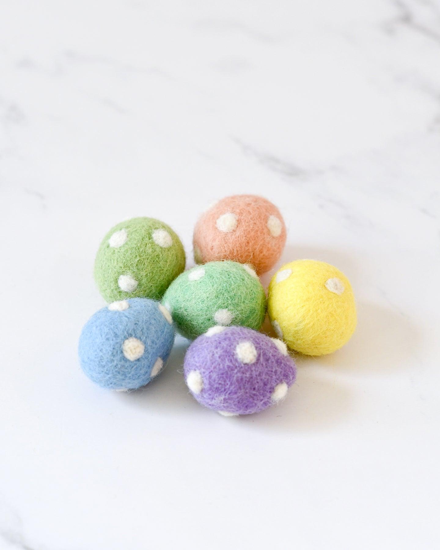 Felt Polka Dots Eggs (Set of 6) - Tara Treasures