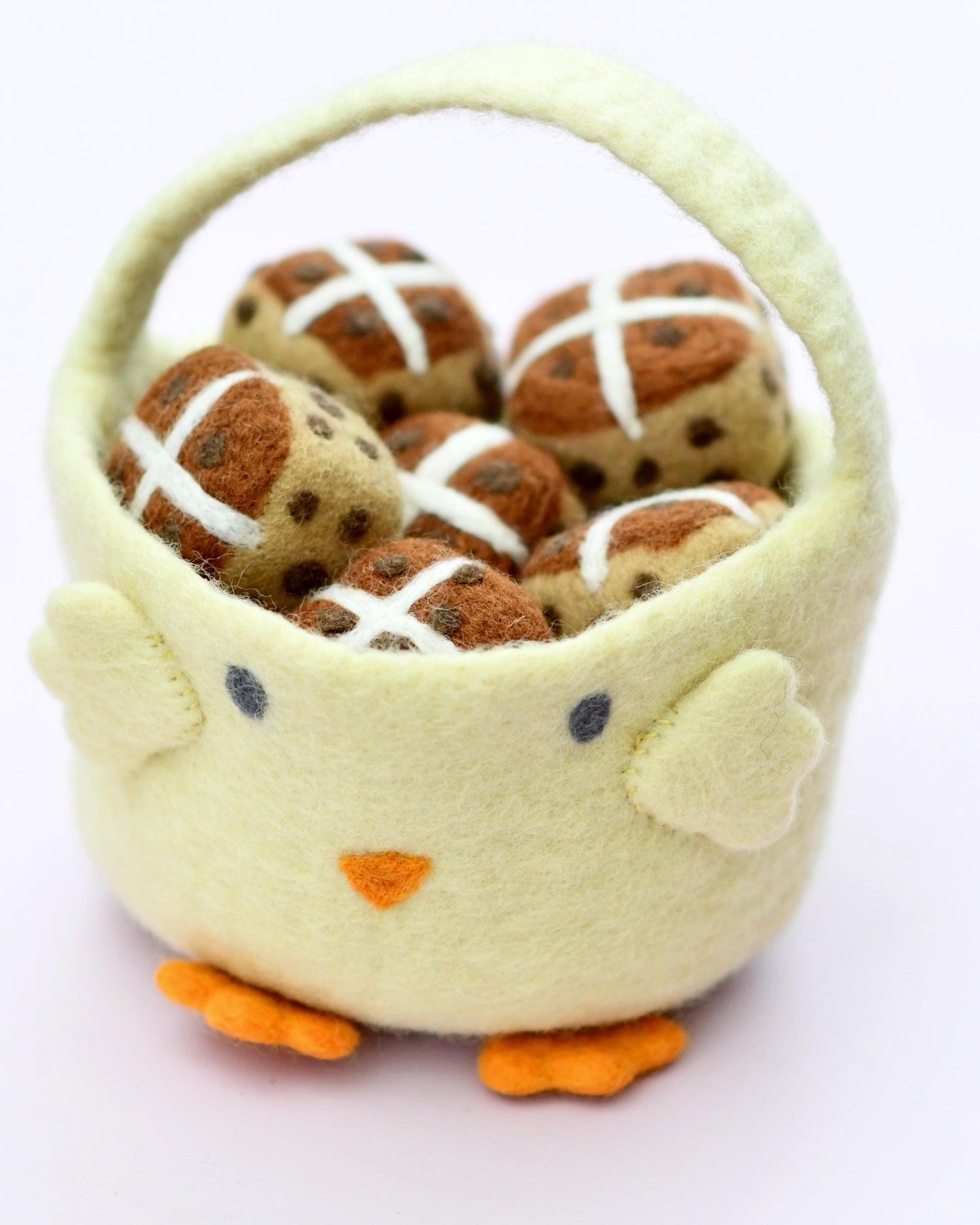 Felt Easter Egg Hunt Basket (Yellow Chick) Tara Treasures