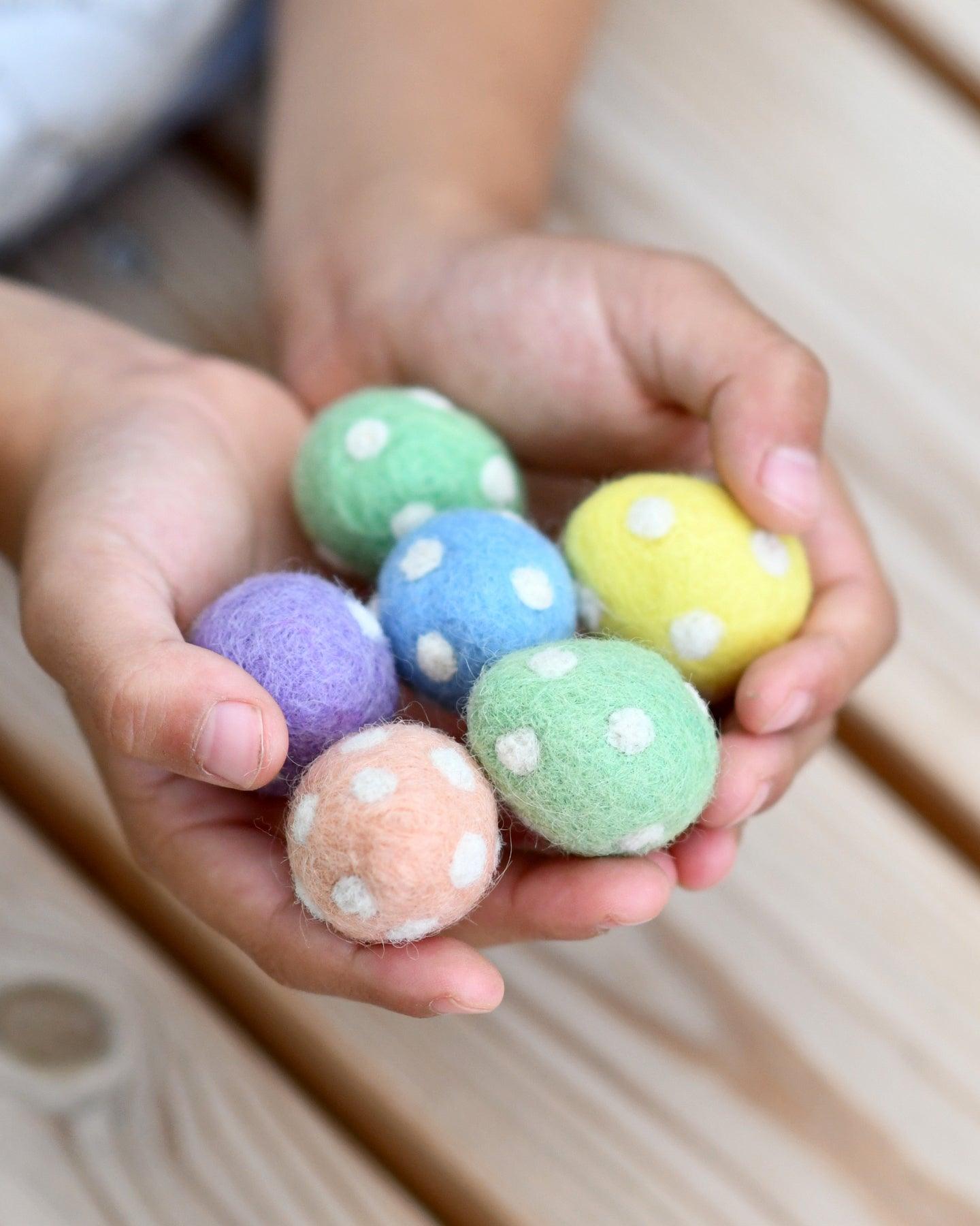 Felt Polka Dots Eggs (Set of 6) - Tara Treasures
