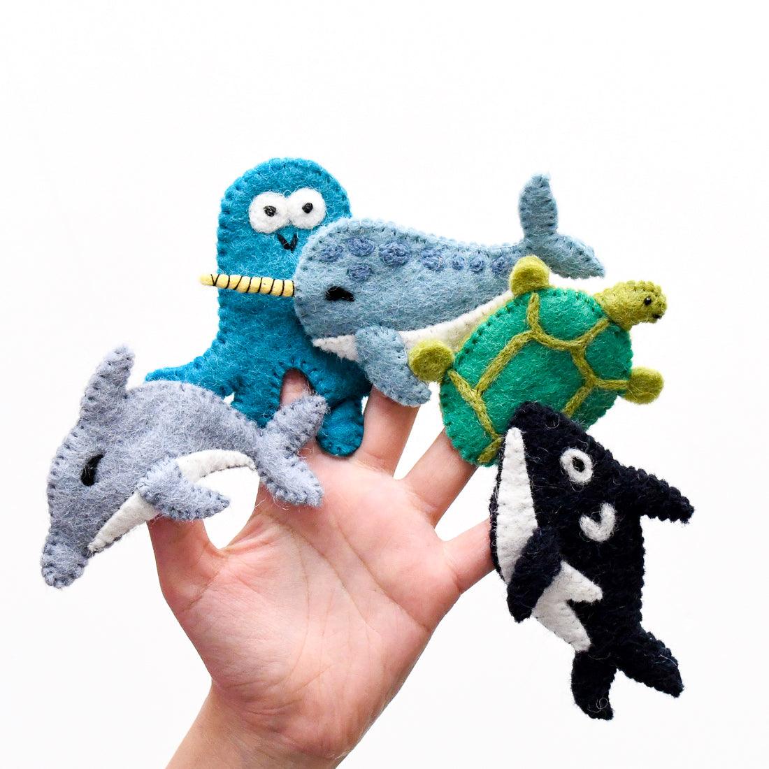 Ocean and Sea Creatures B, Finger Puppet Set - Tara Treasures