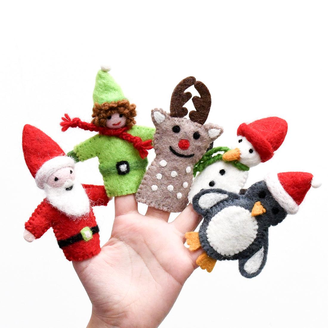 Christmas Santa, Finger Puppet Set - Tara Treasures