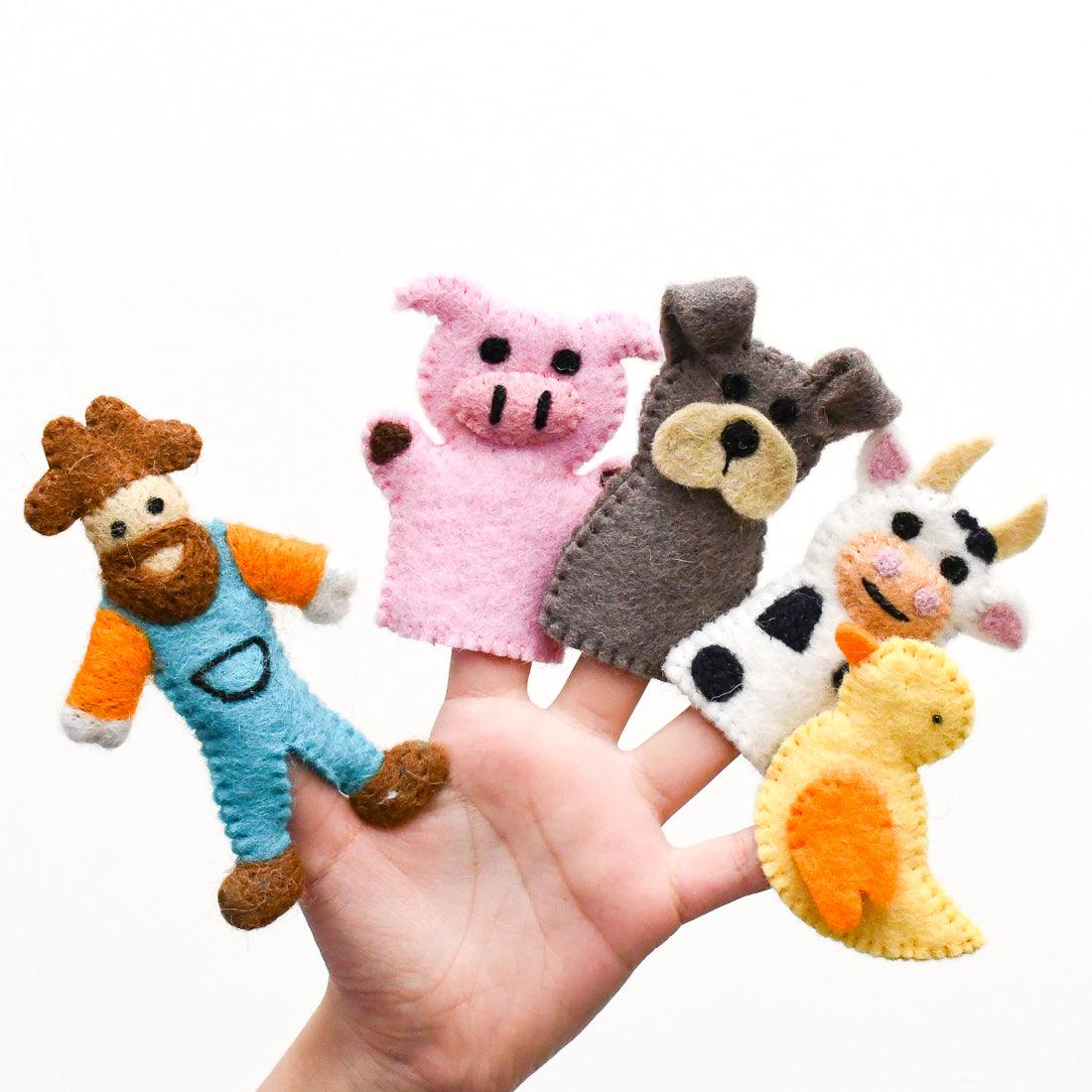Old MacDonald Farm Animals A, Finger Puppet Set - Tara Treasures