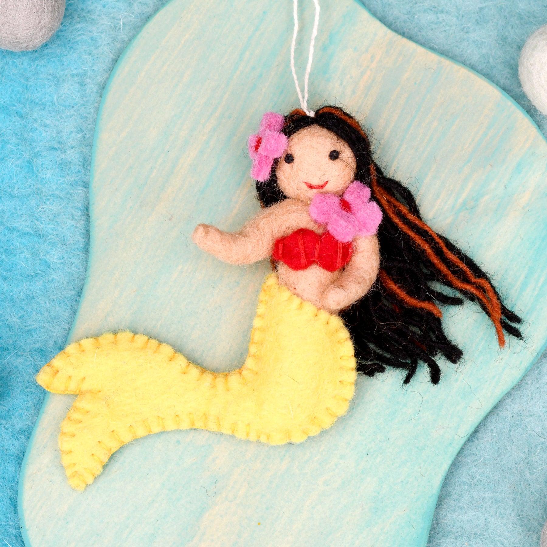 Felt Little Mermaid Hanging - Yellow Tail - Tara Treasures
