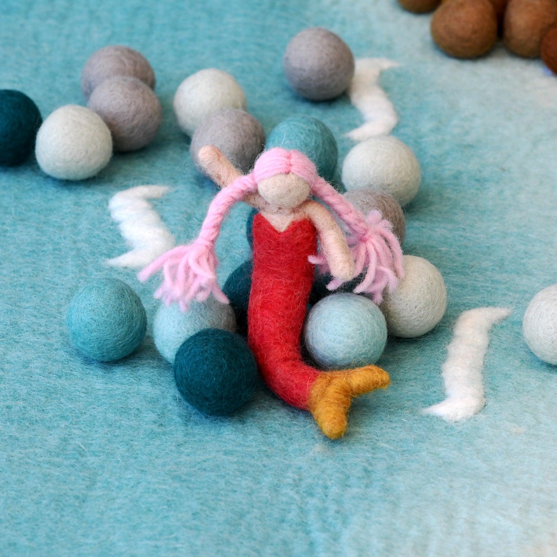 Felt Waldorf Mermaid - Pink Hair - Tara Treasures
