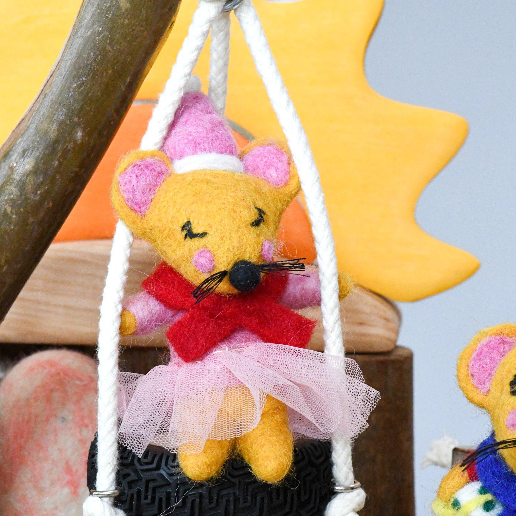 Felt Girl Christmas Mouse Ornament - Tara Treasures