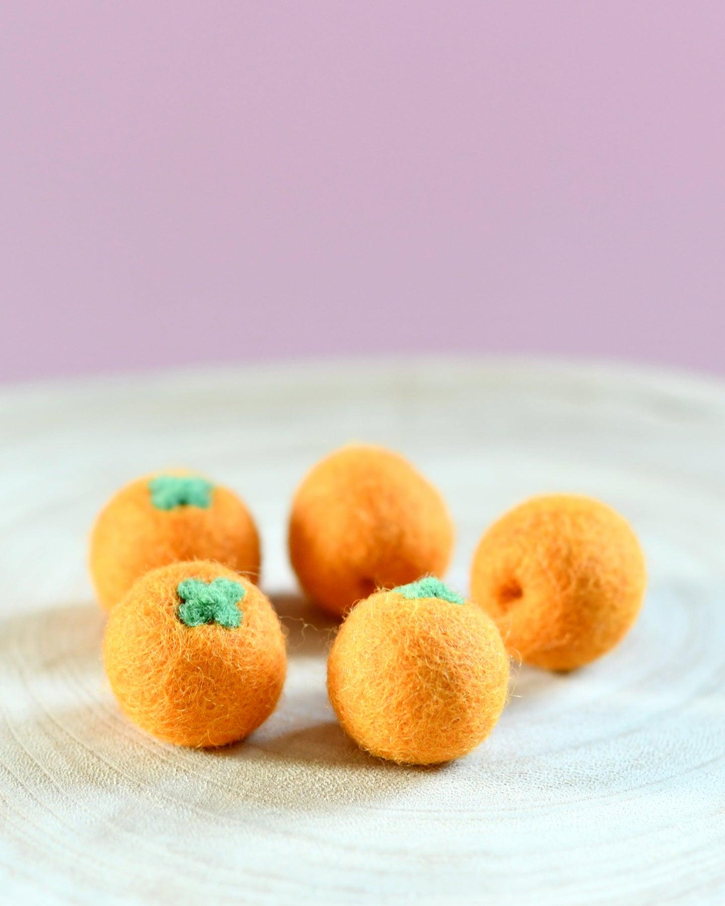 Felt Oranges - Set of 5 Oranges - Tara Treasures