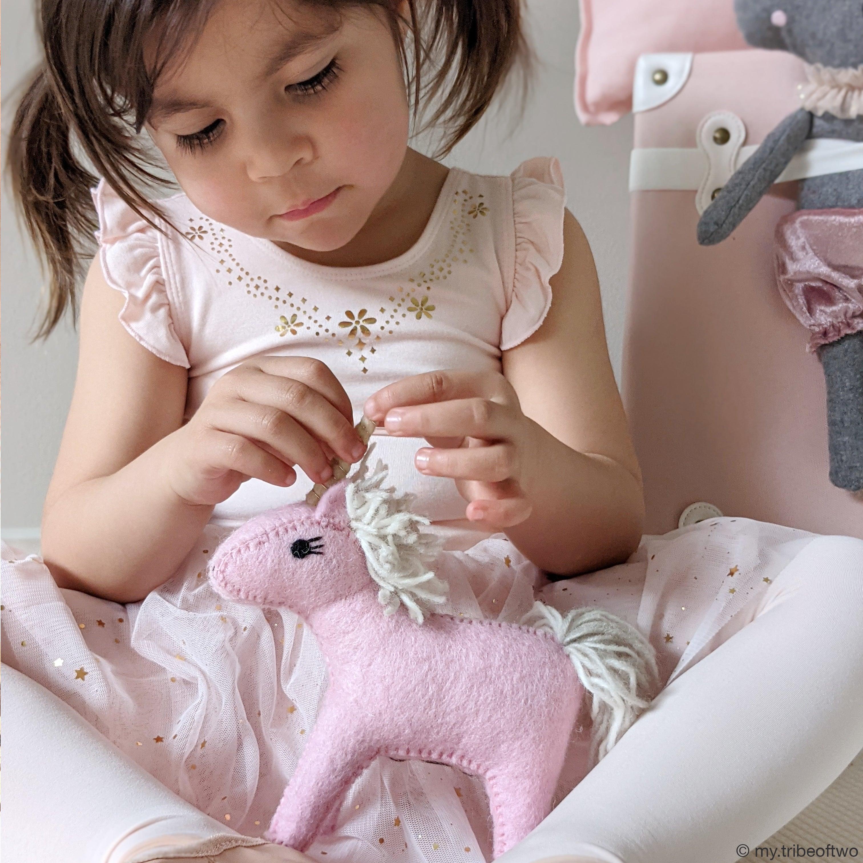 Felt Pink Unicorn Toy - Tara Treasures