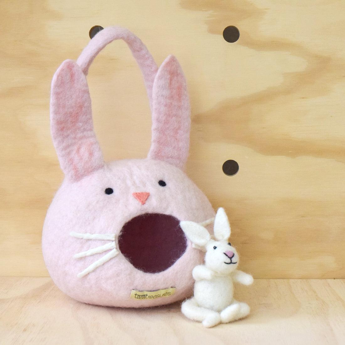 Felt Rabbit House Bag with Rabbit Toy - Tara Treasures
