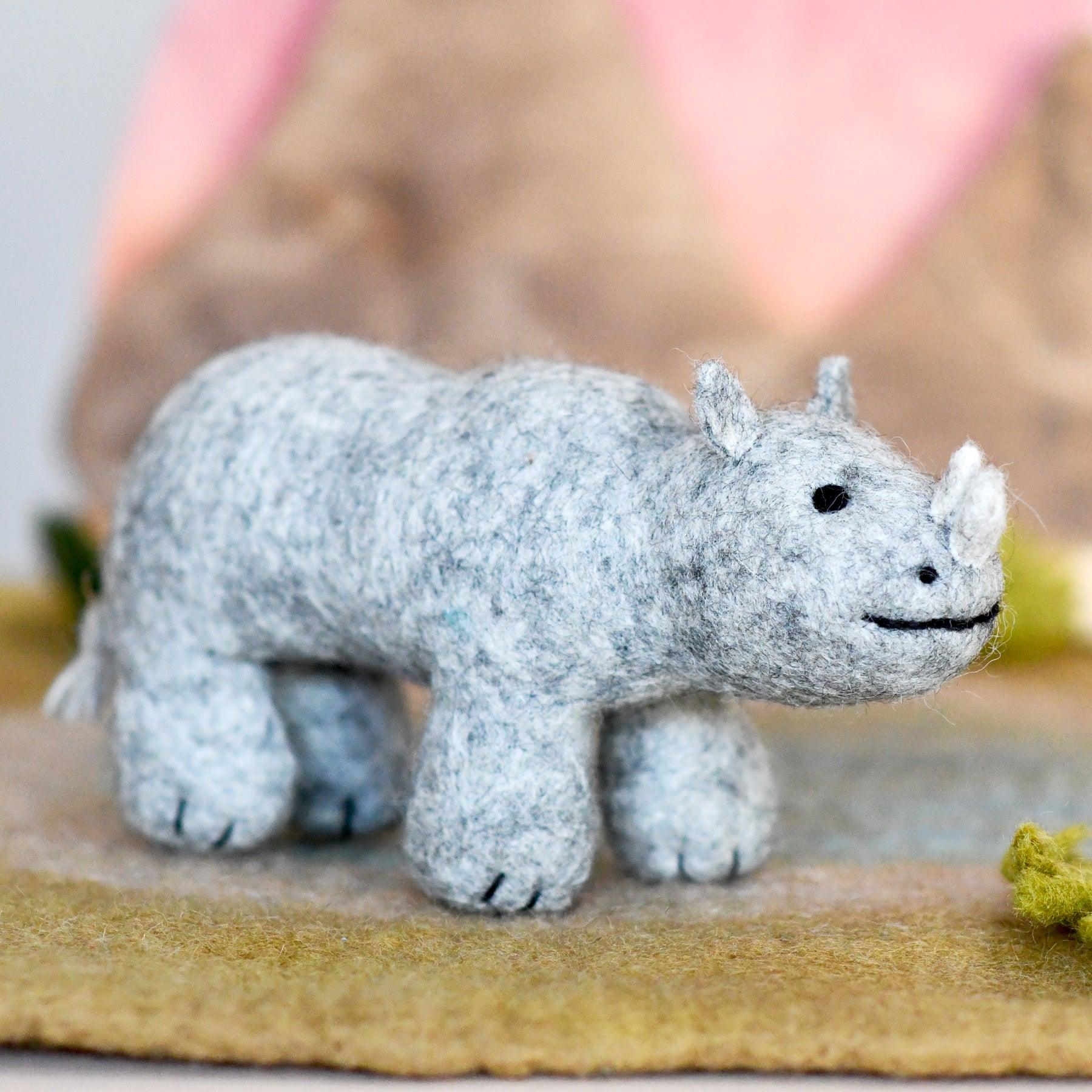 Felt Safari Rhino Toy - Tara Treasures