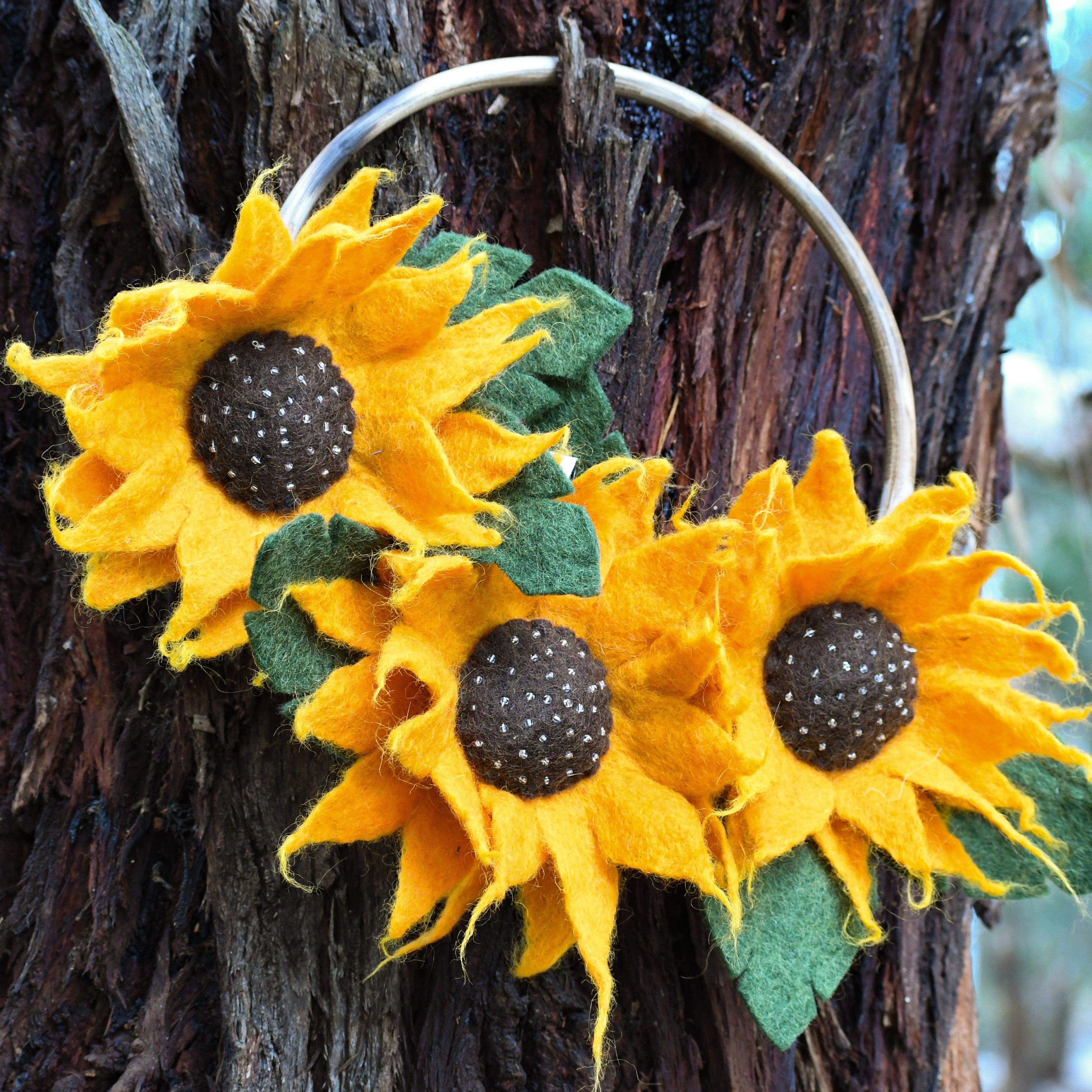 Felt Sunflowers Wreath - Tara Treasures