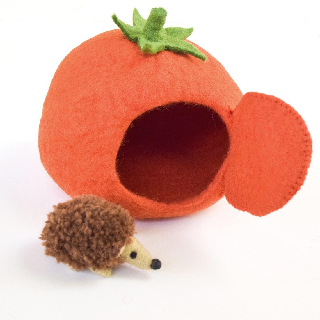 Felt Tomato House with Hedgehog Toy - Tara Treasures