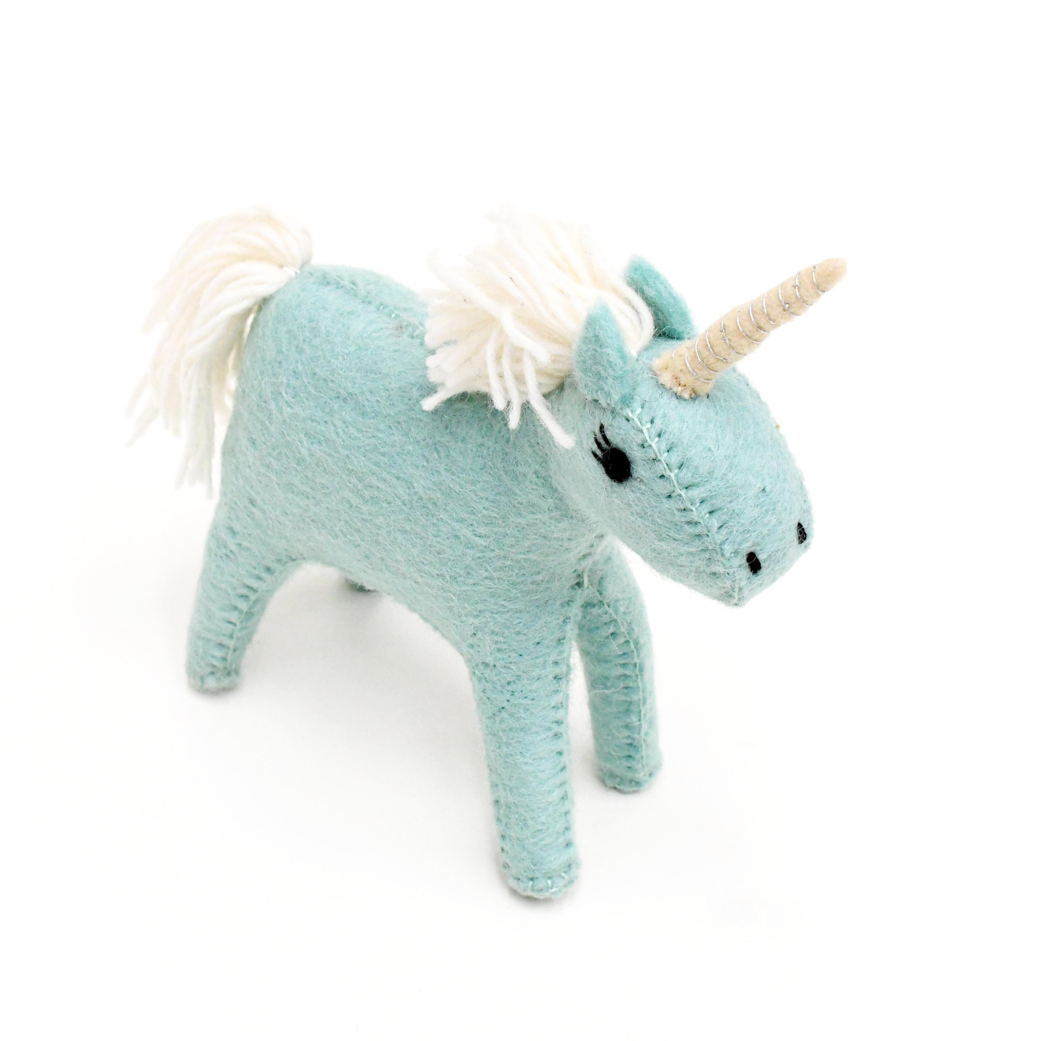 Felt Blue Unicorn Toy - Tara Treasures