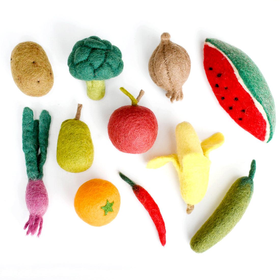 Felt Vegetables and Fruits Set B - 11 pieces - Tara Treasures