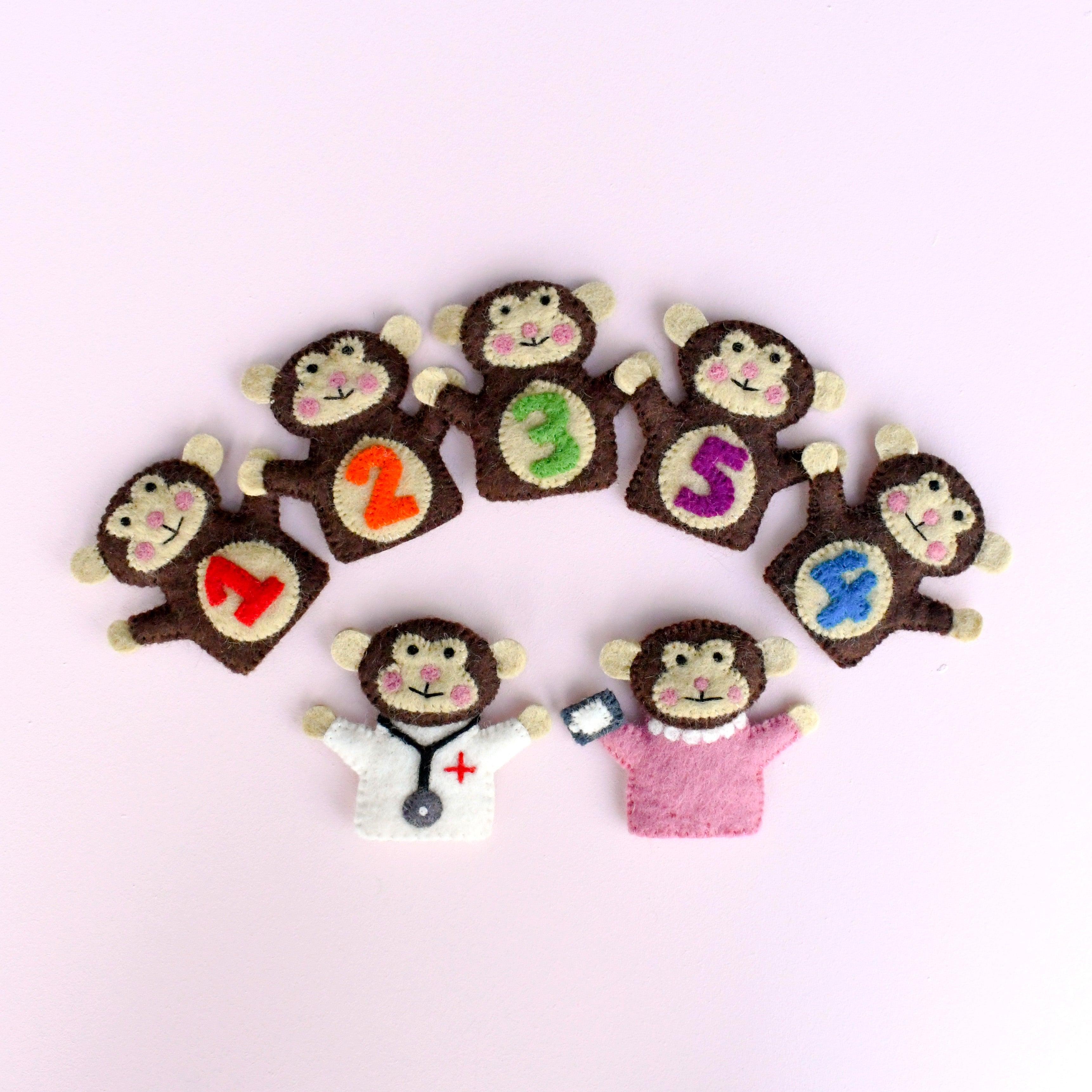 Five Little Monkeys, Finger Puppet Set - Tara Treasures
