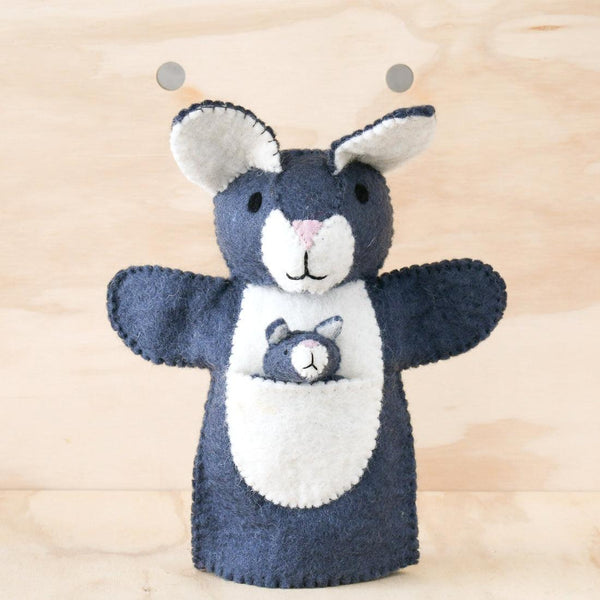 Hand Puppet Grey Kangaroo with Joey Tara Treasures