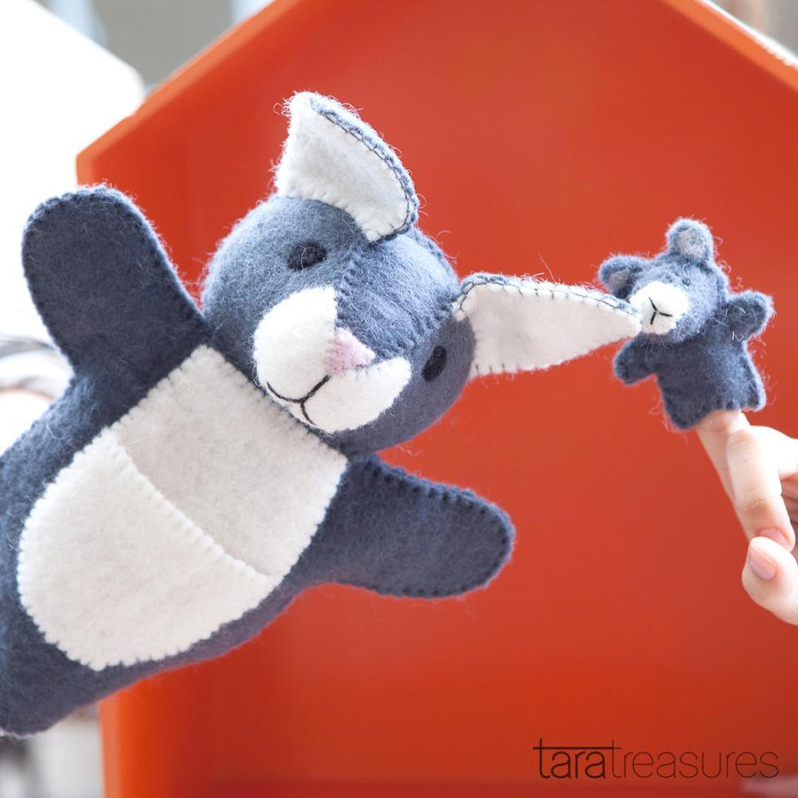Hand Puppet Grey Kangaroo with Joey Tara Treasures