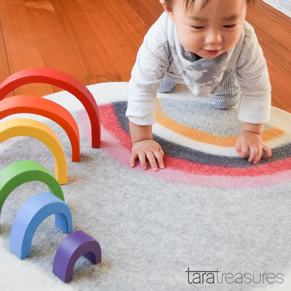 Felt Nursery Rug - Horizon Rainbow - Tara Treasures