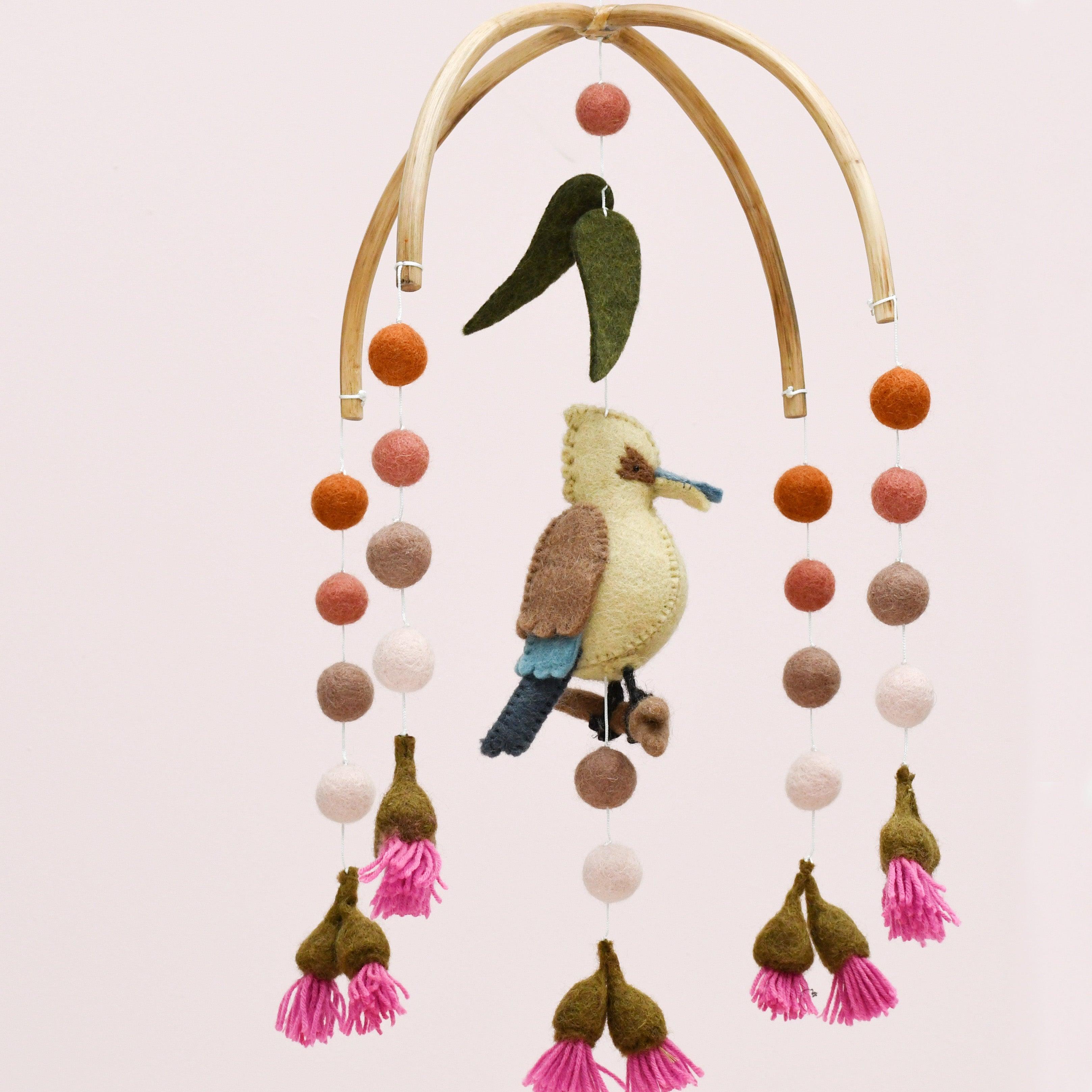 Baby Cot Mobile - Kookaburra with Gum Blossoms - Tara Treasures