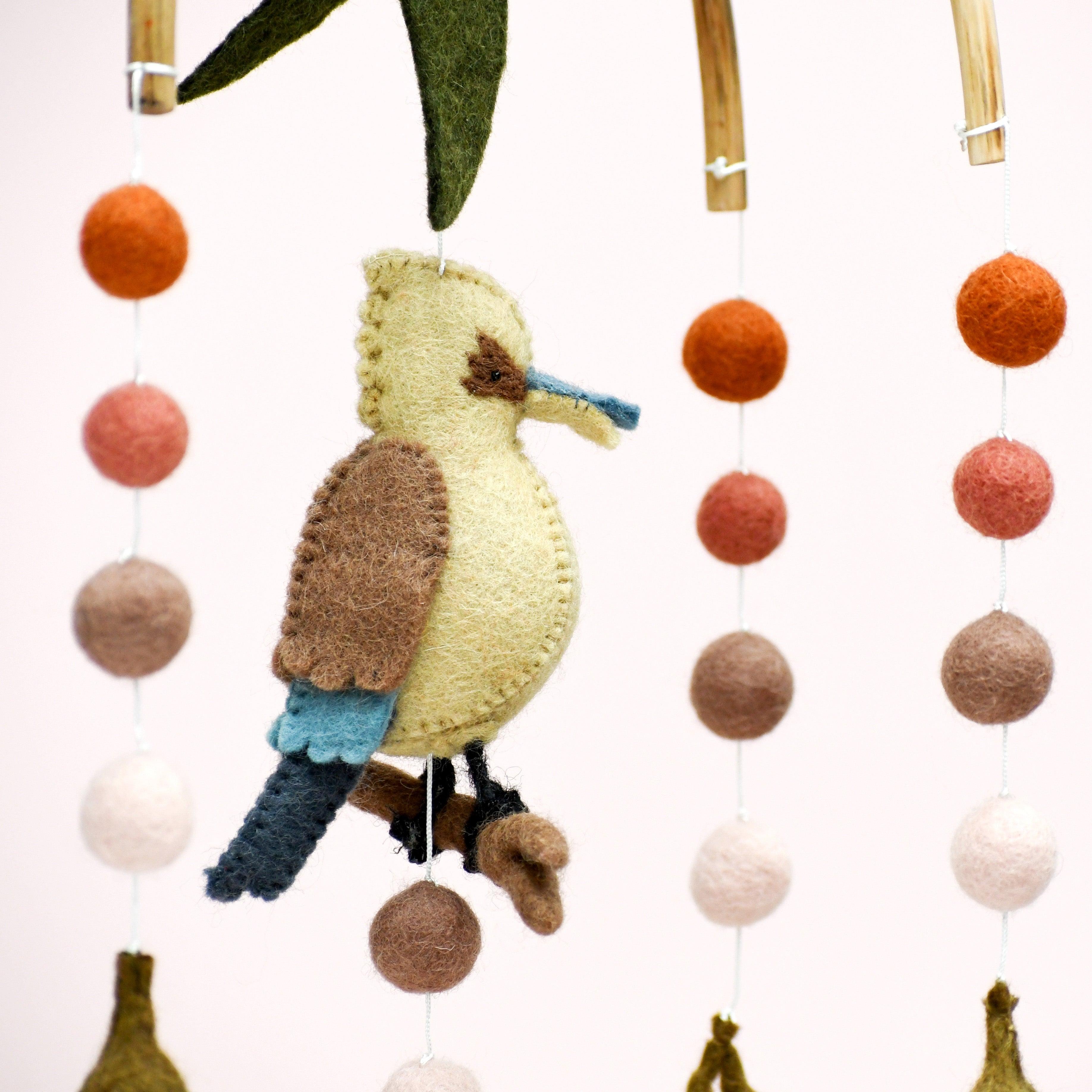 Baby Cot Mobile - Kookaburra with Gum Blossoms - Tara Treasures