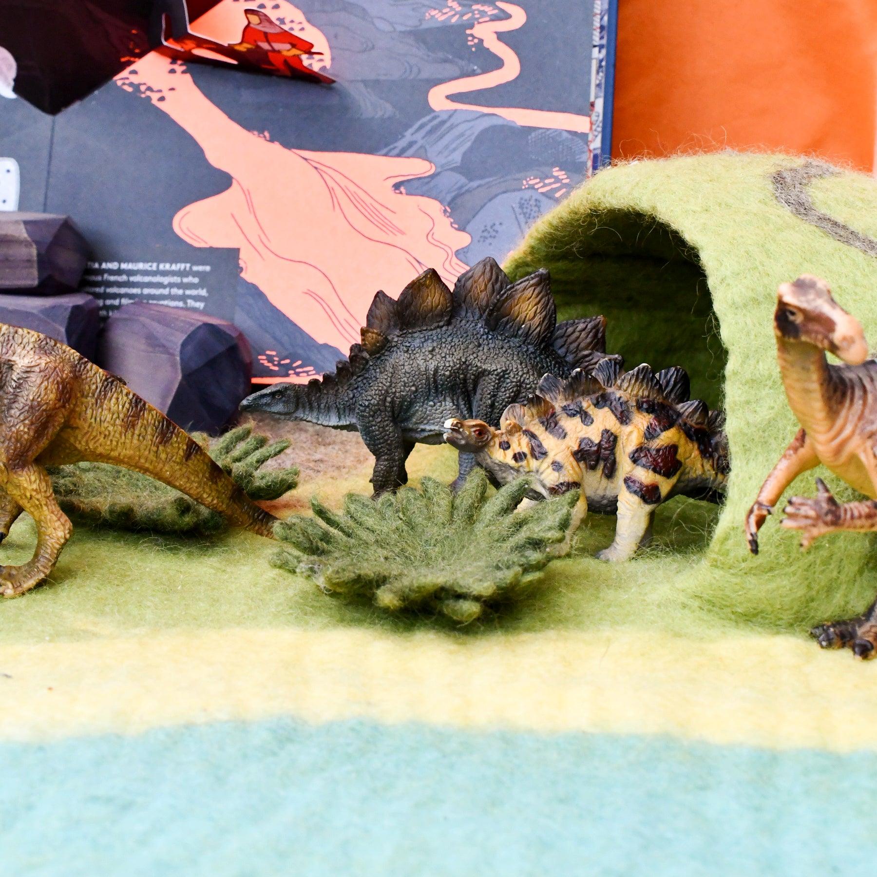 Large Dinosaur Land with Volcano Play Mat Playscape - Tara Treasures