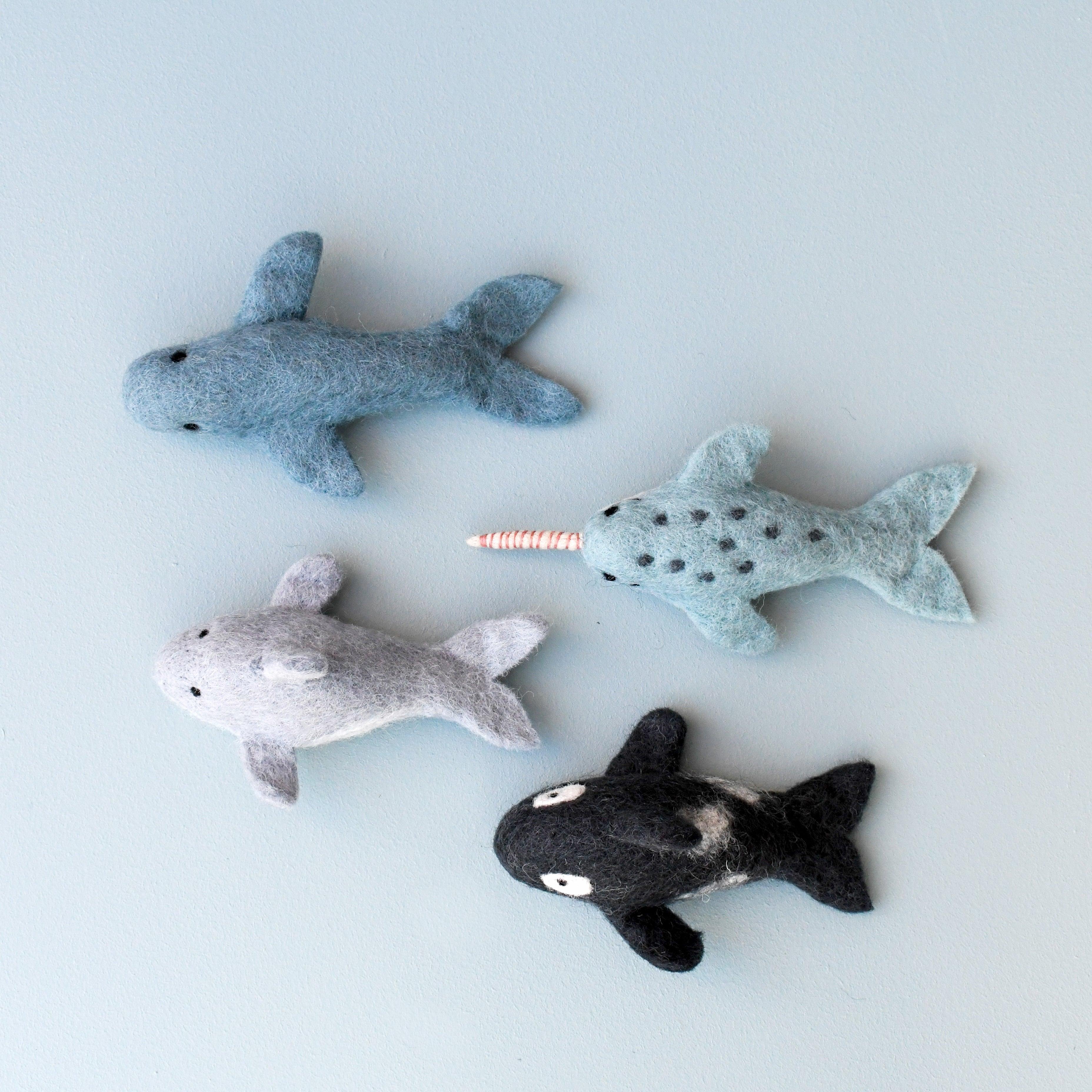 Felt Ocean Marine Mammals Toys - Orca, Whale, Dolphin, Narwhal - Tara Treasures
