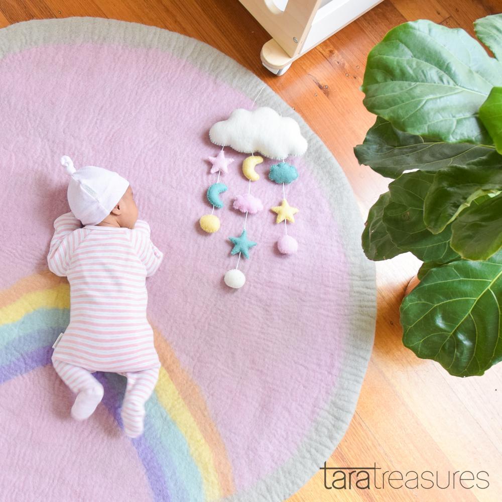 Felt Nursery Rug - Pastel Rainbow - Tara Treasures
