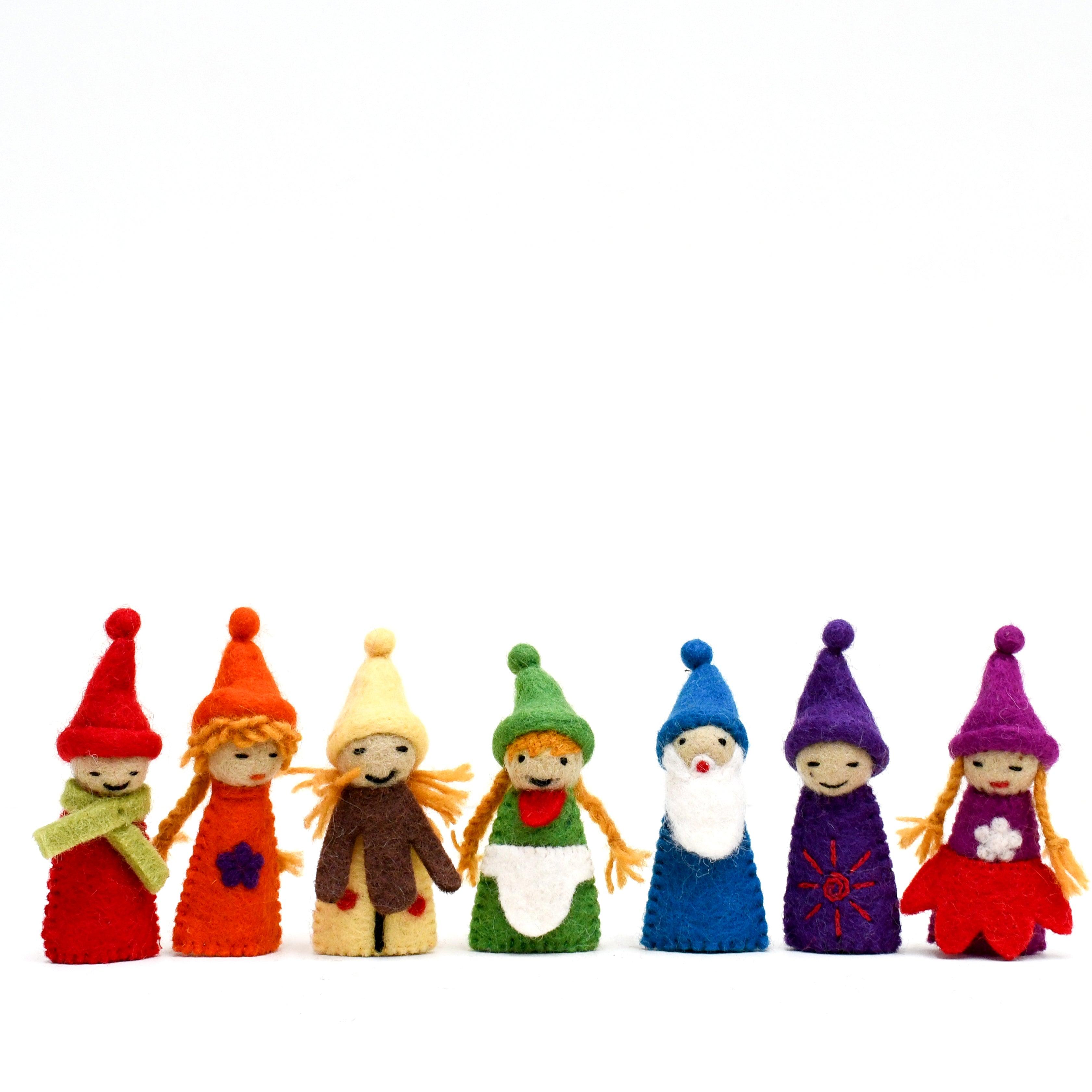 Rainbow Colourful Gnomes Finger Puppet Set - Tara Treasures