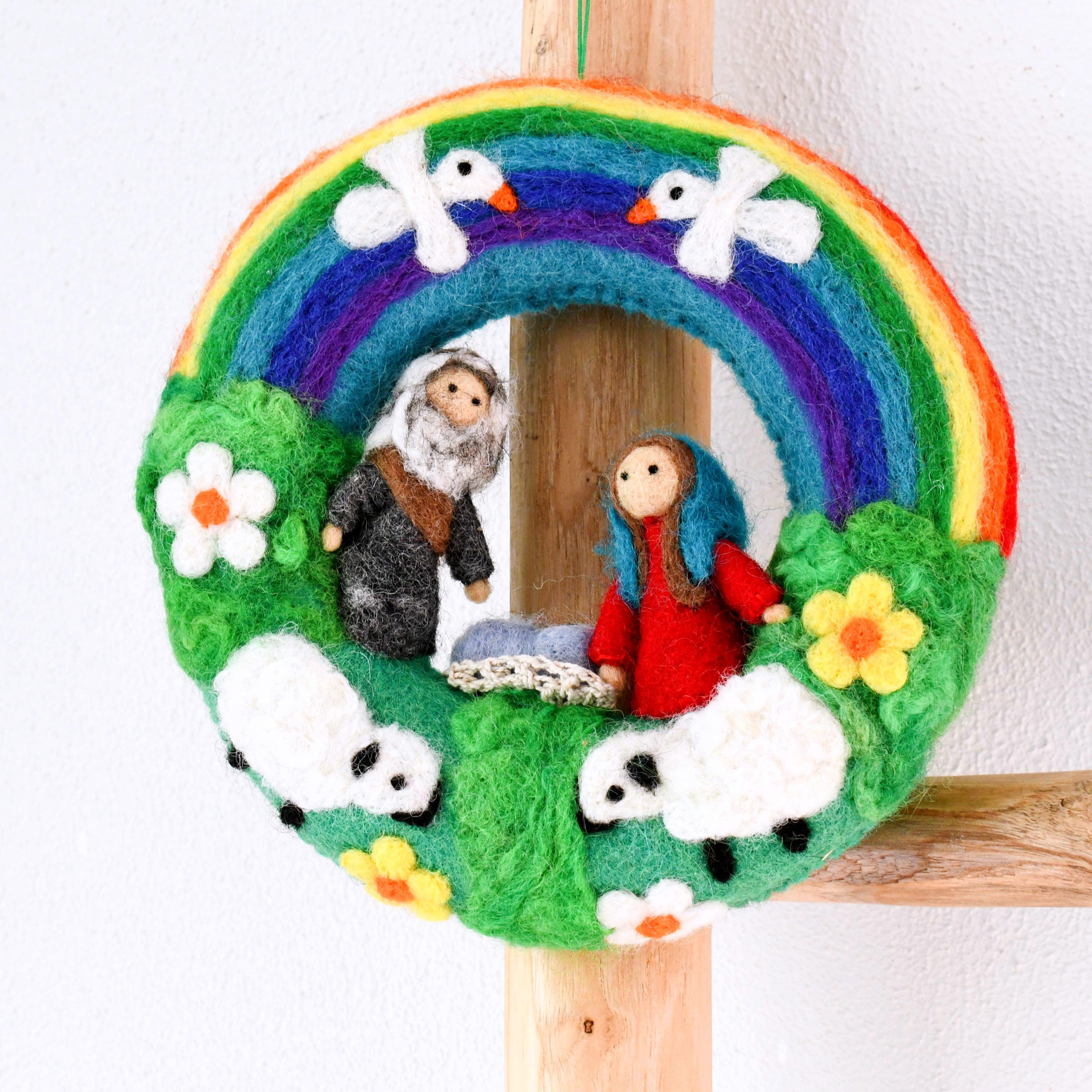 Felt Christmas Rainbow Nativity Wreath - Tara Treasures