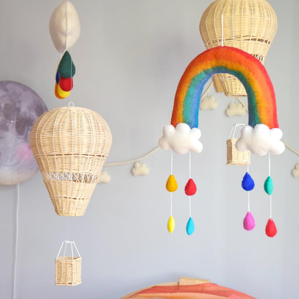Nursery Mobile - Rainbow with Raindrops - Tara Treasures