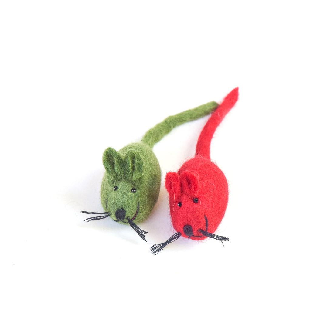 Christmas Mice Toy for Cats - Green and Red - Tara Treasures
